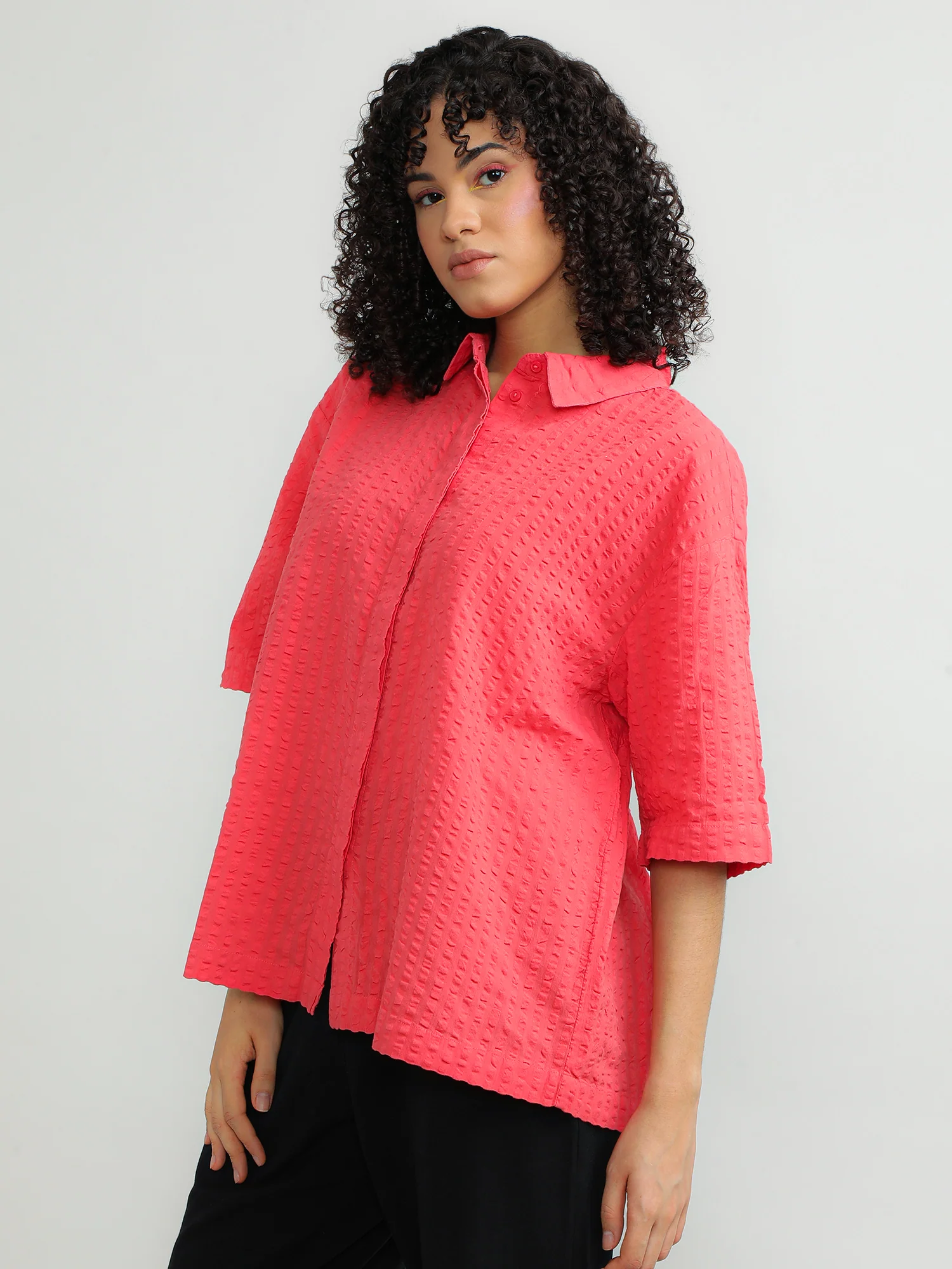 Women Cotton Pink Casual Shirt - Image 4