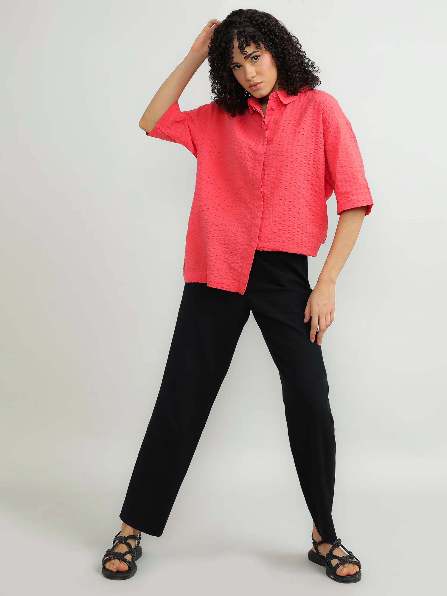 Women Cotton Pink Casual Shirt - Image 9
