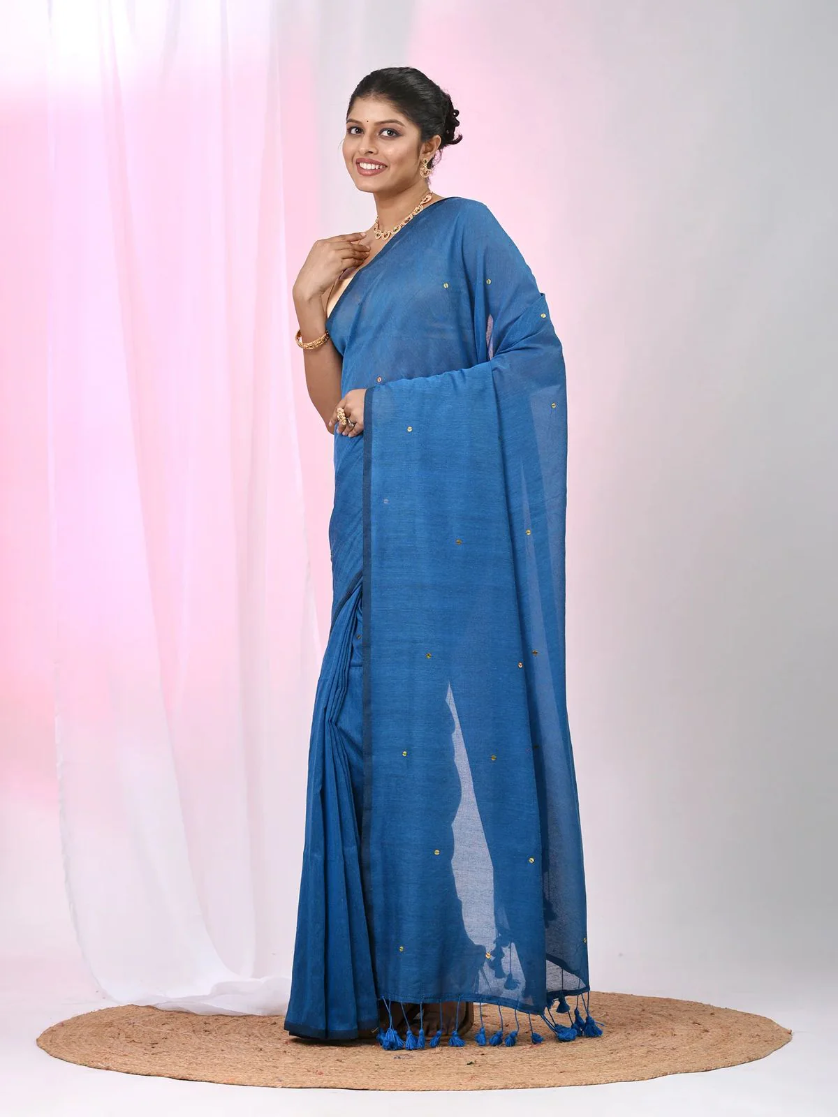 Women Cotton Sequence Saree - Image 3