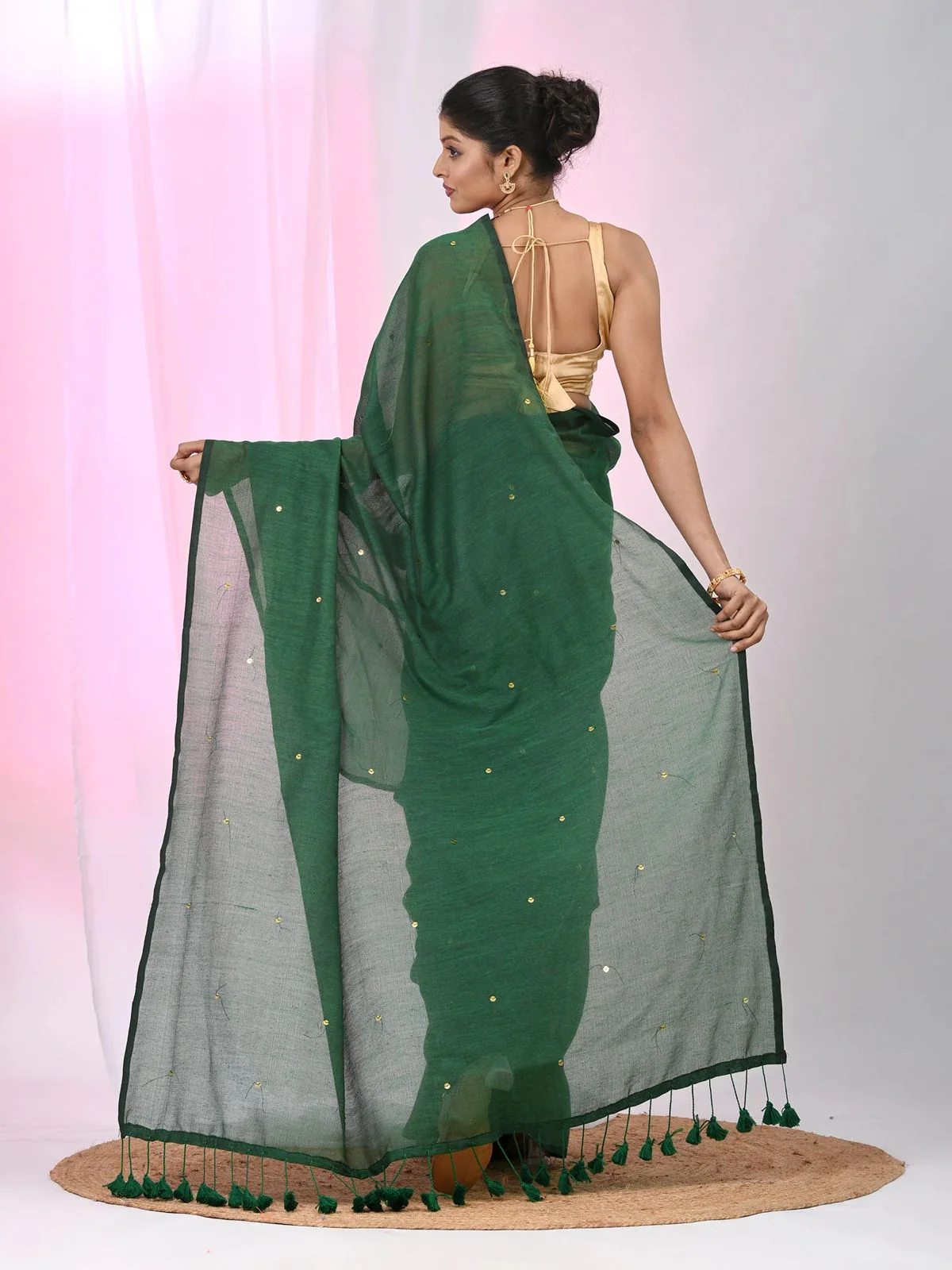 Women Cotton Sequence Saree - Image 5