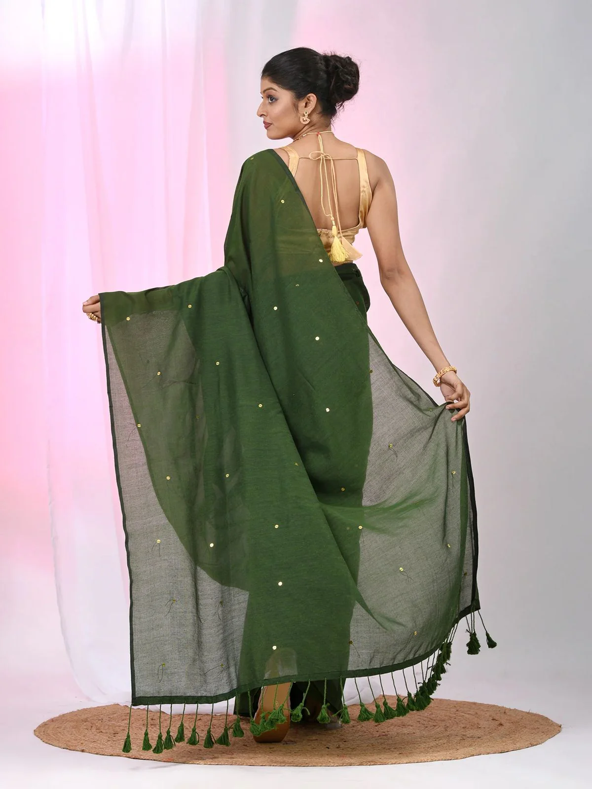 Women Cotton Sequence Saree - Image 5