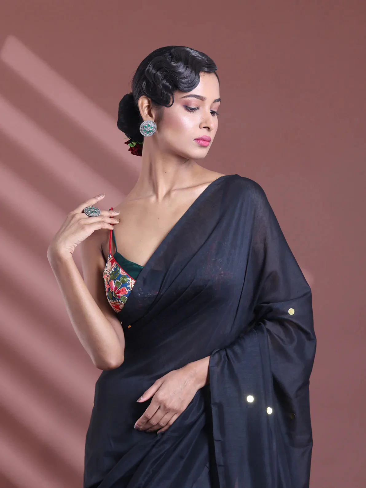 Women Cotton Sequence Saree - Image 2