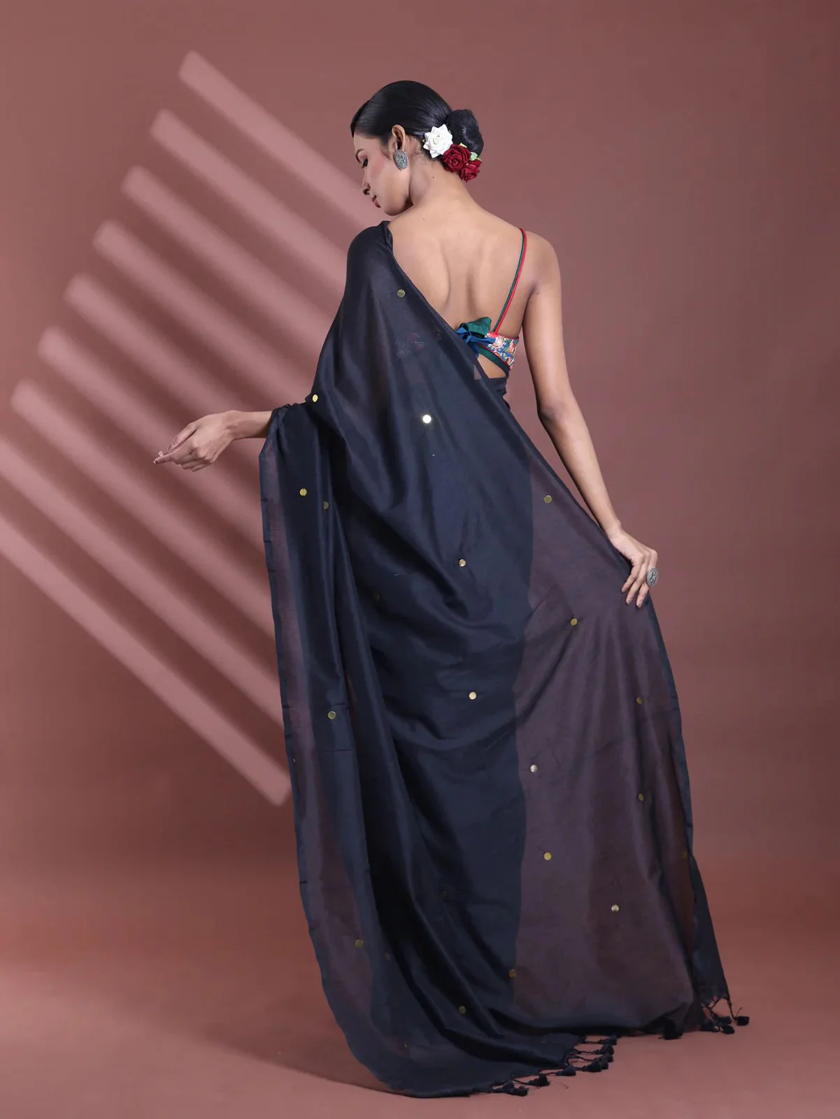 Women Cotton Sequence Saree - Image 4