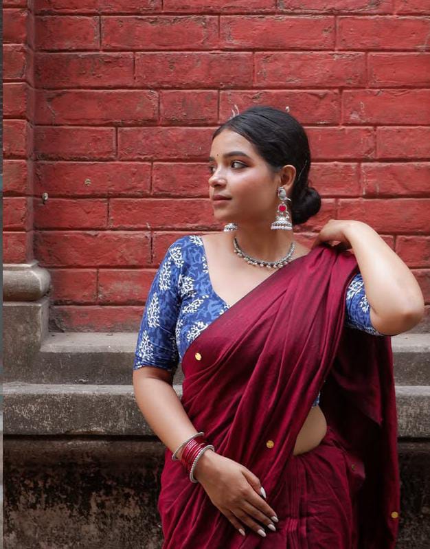 Women Cotton Sequence Saree - Image 3