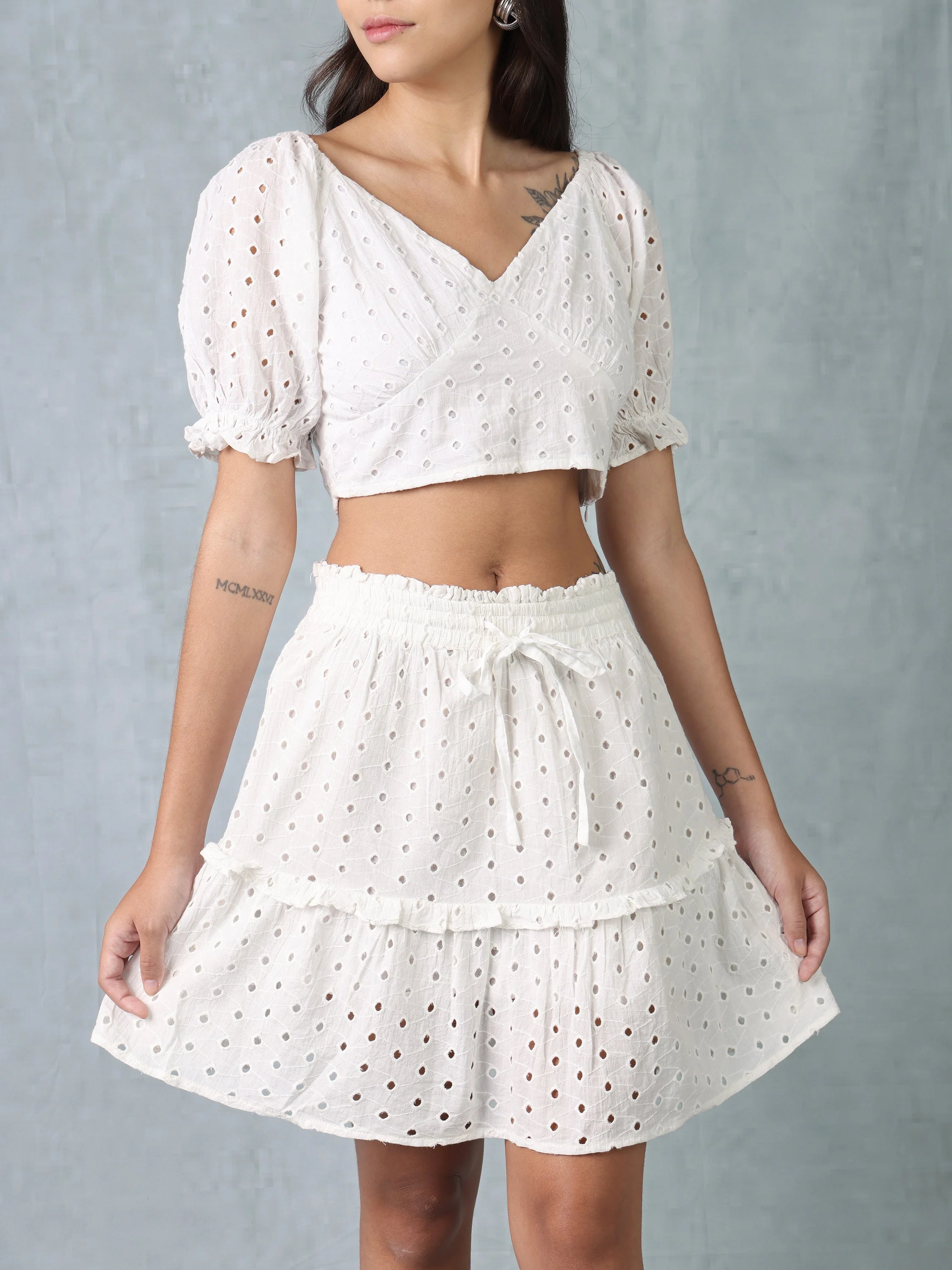 Women Cotton Shiffli Co-ord Set - Image 6