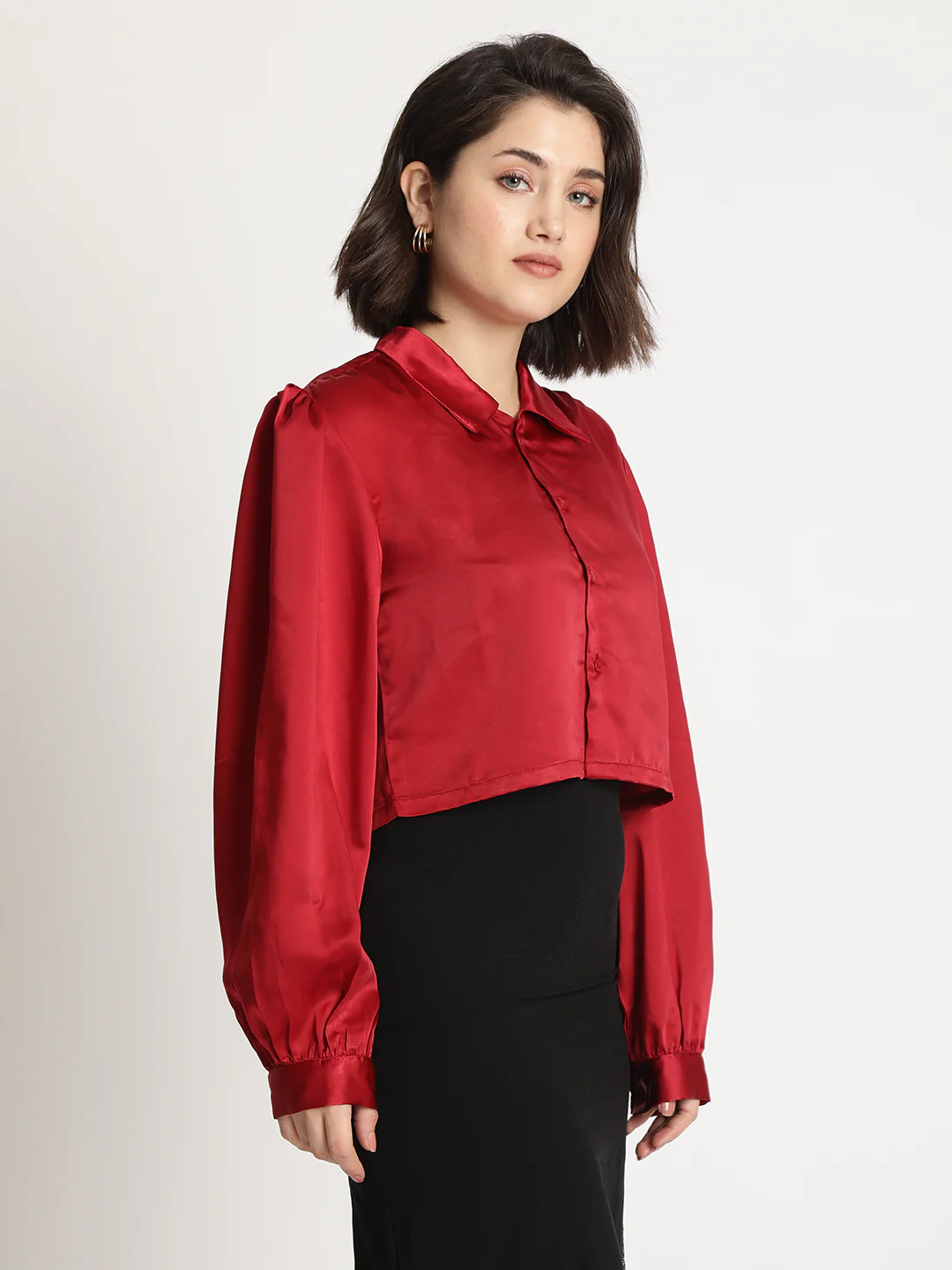 Women Cotton Shirt Style Satin Top - Image 3