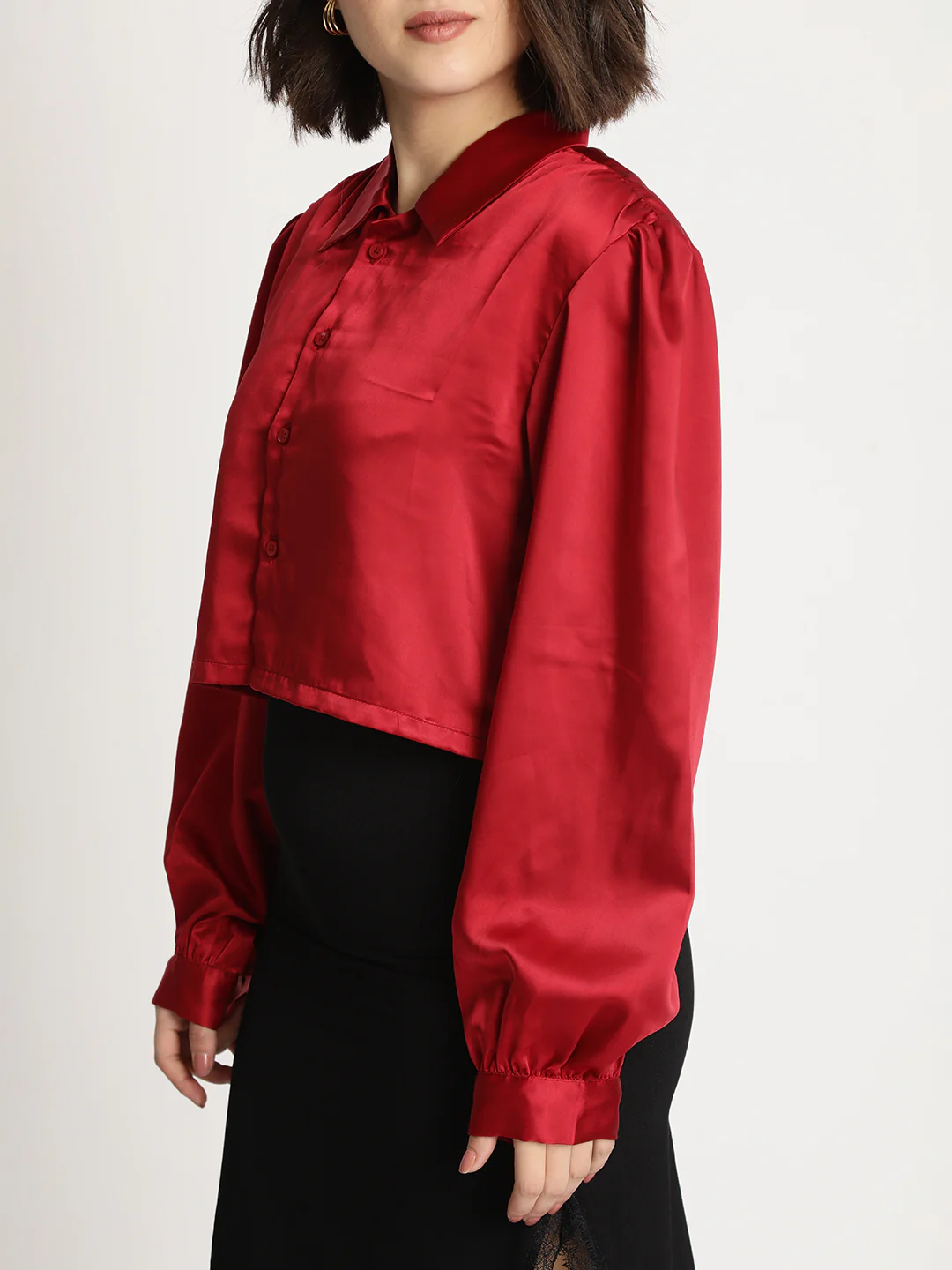 Women Cotton Shirt Style Satin Top - Image 4