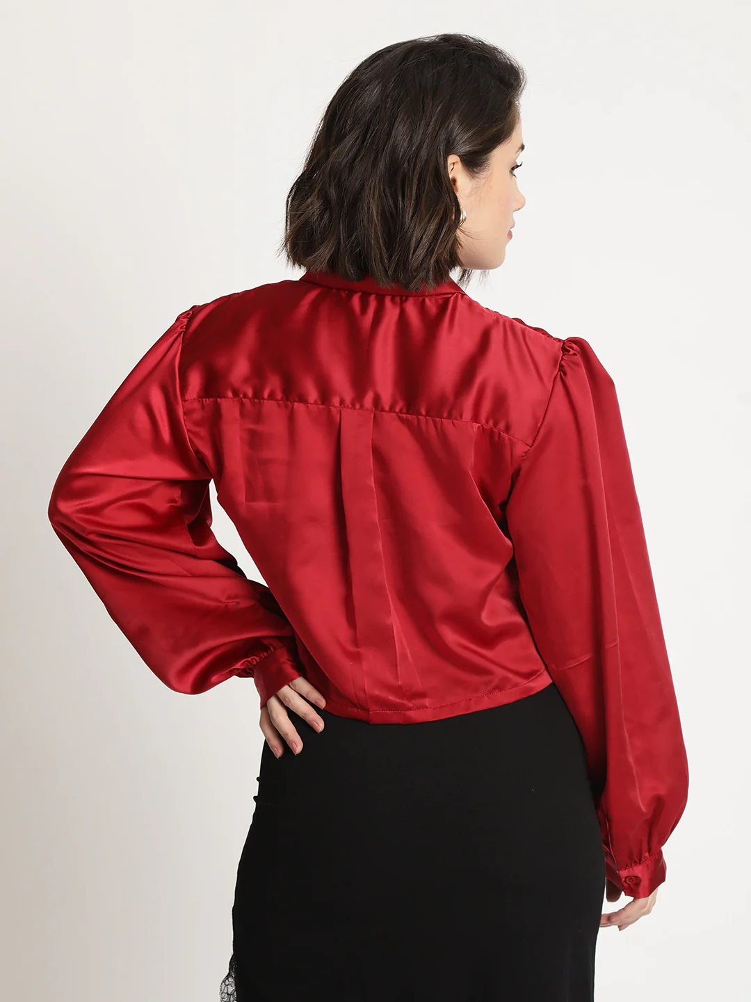Women Cotton Shirt Style Satin Top - Image 5