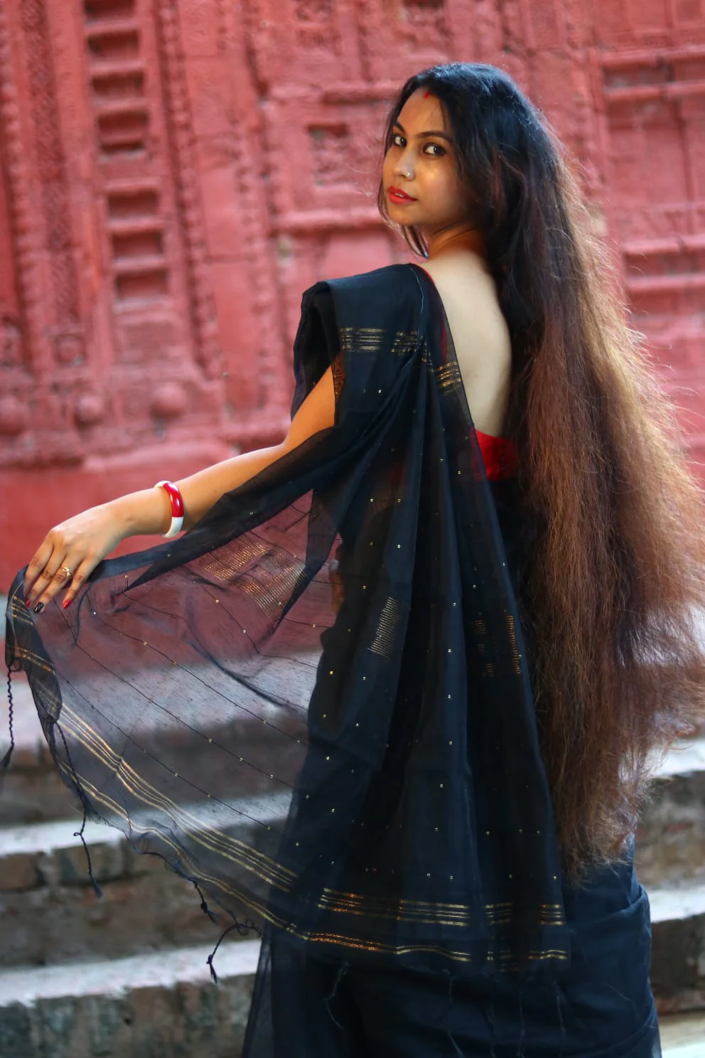Women Cotton Silk Sequence Saree