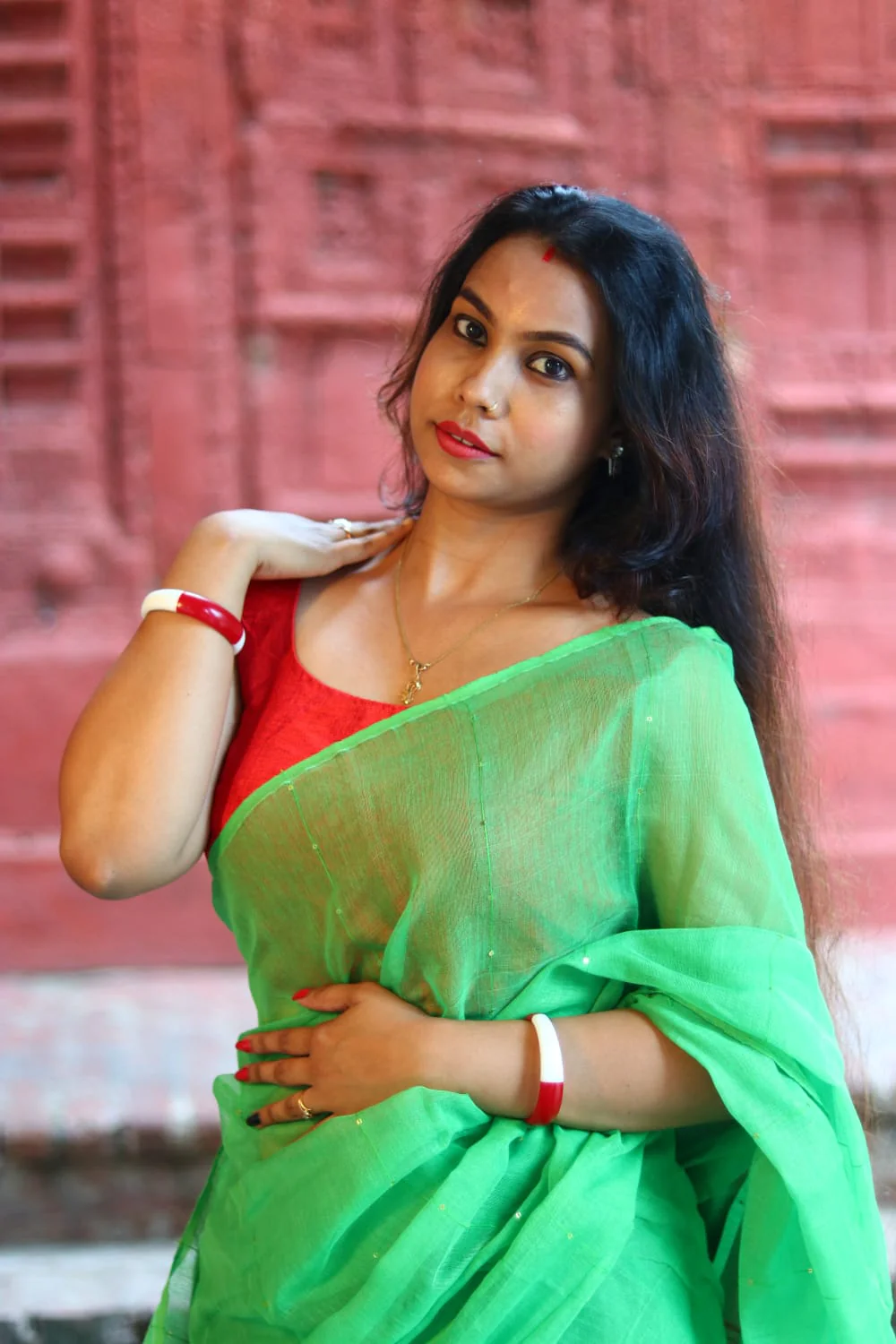 Women Cotton Silk Sequence Saree - Image 2