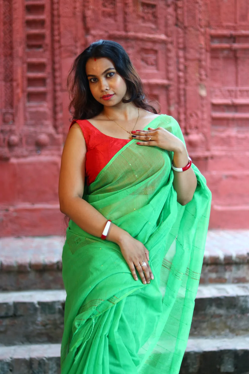Women Cotton Silk Sequence Saree - Image 4