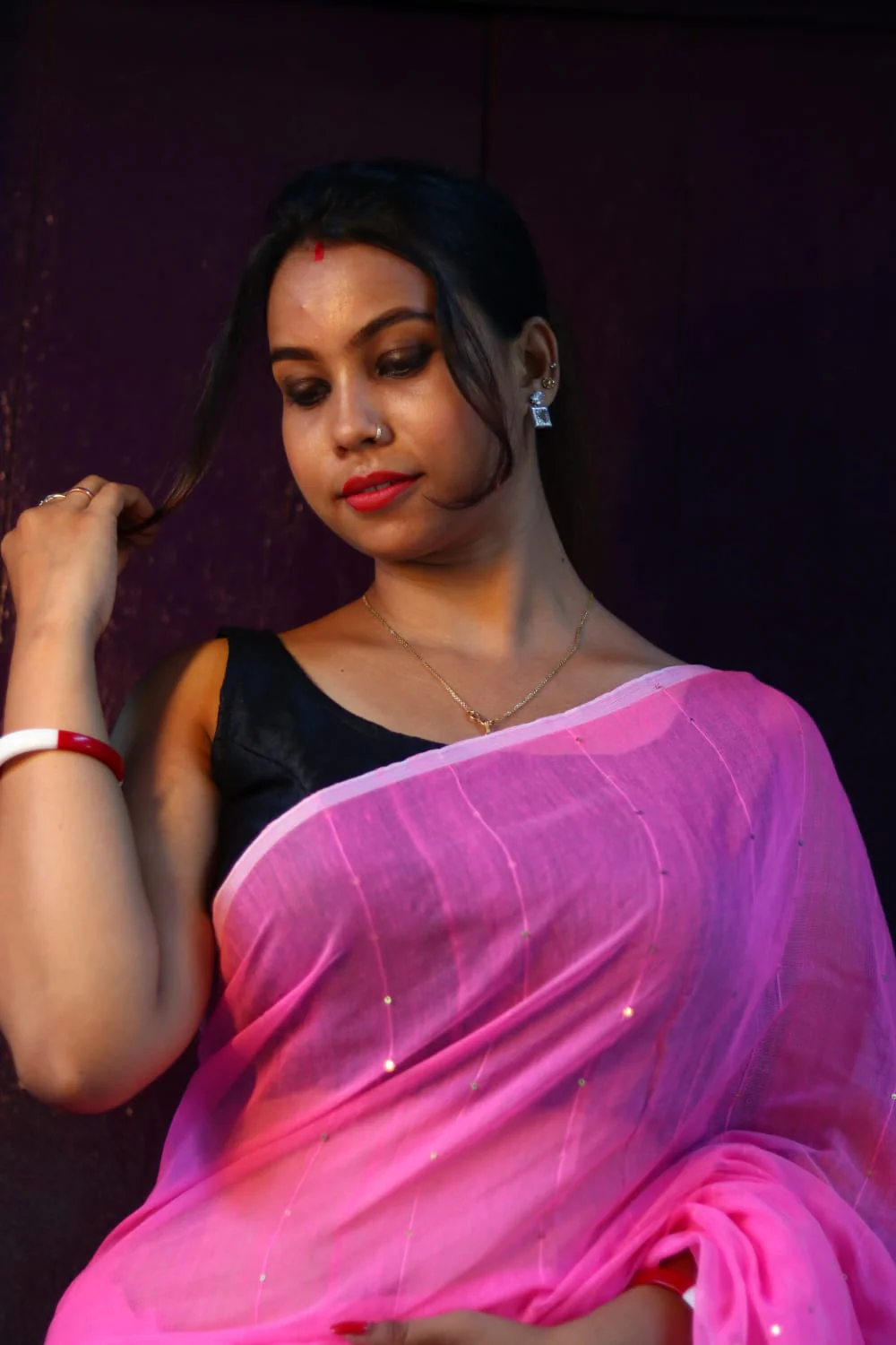 Women Cotton Silk Sequence Saree