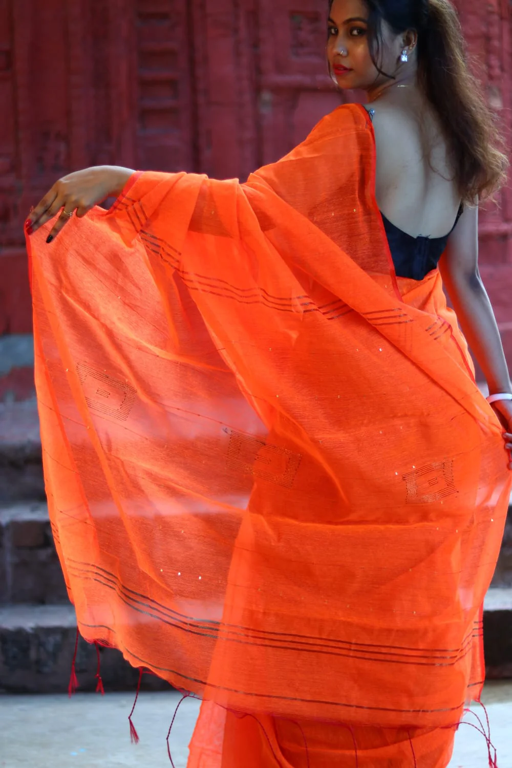 Women Cotton Silk Sequence Saree - Image 2