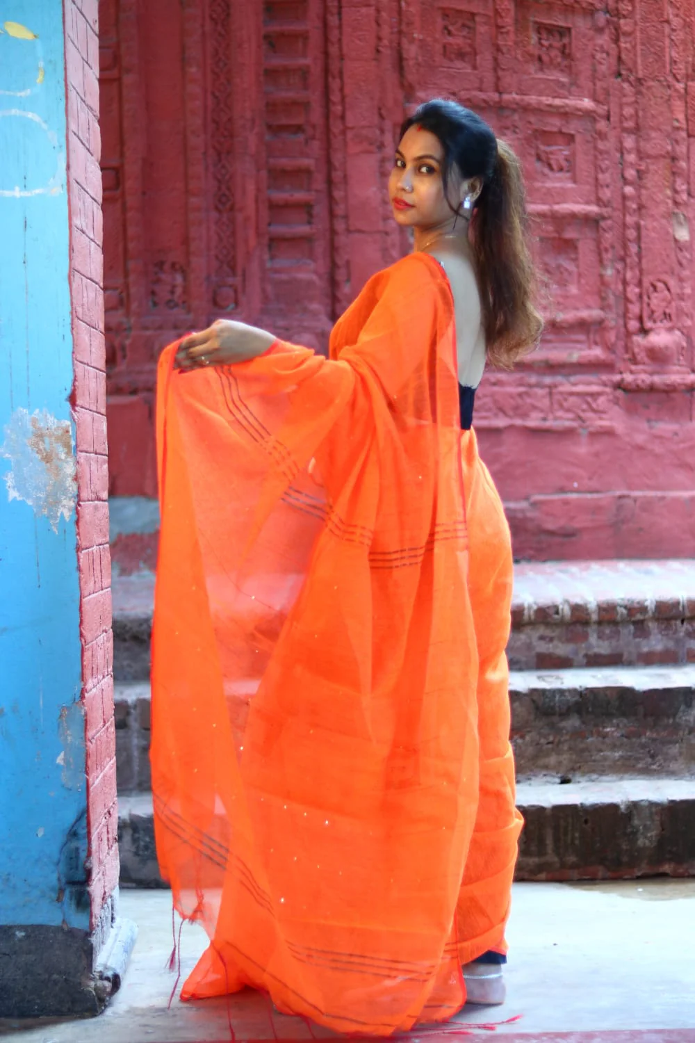 Women Cotton Silk Sequence Saree - Image 3