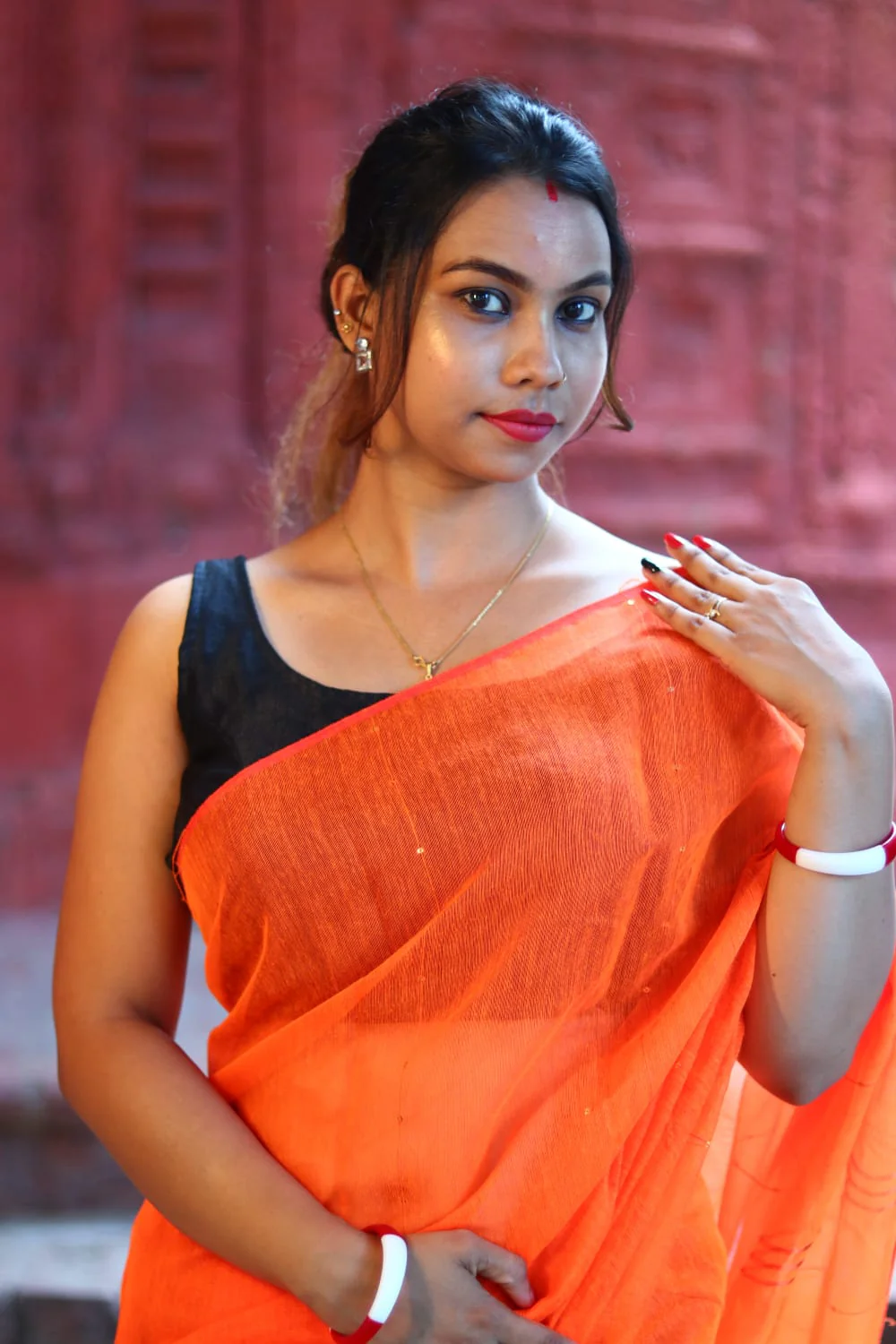 Women Cotton Silk Sequence Saree - Image 4
