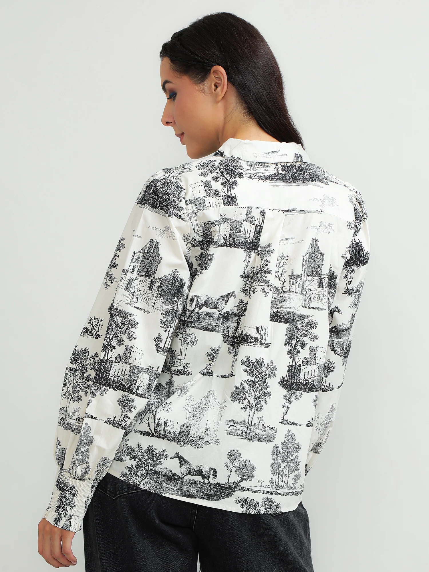 Women Cotton White Printed Shirt - Image 6