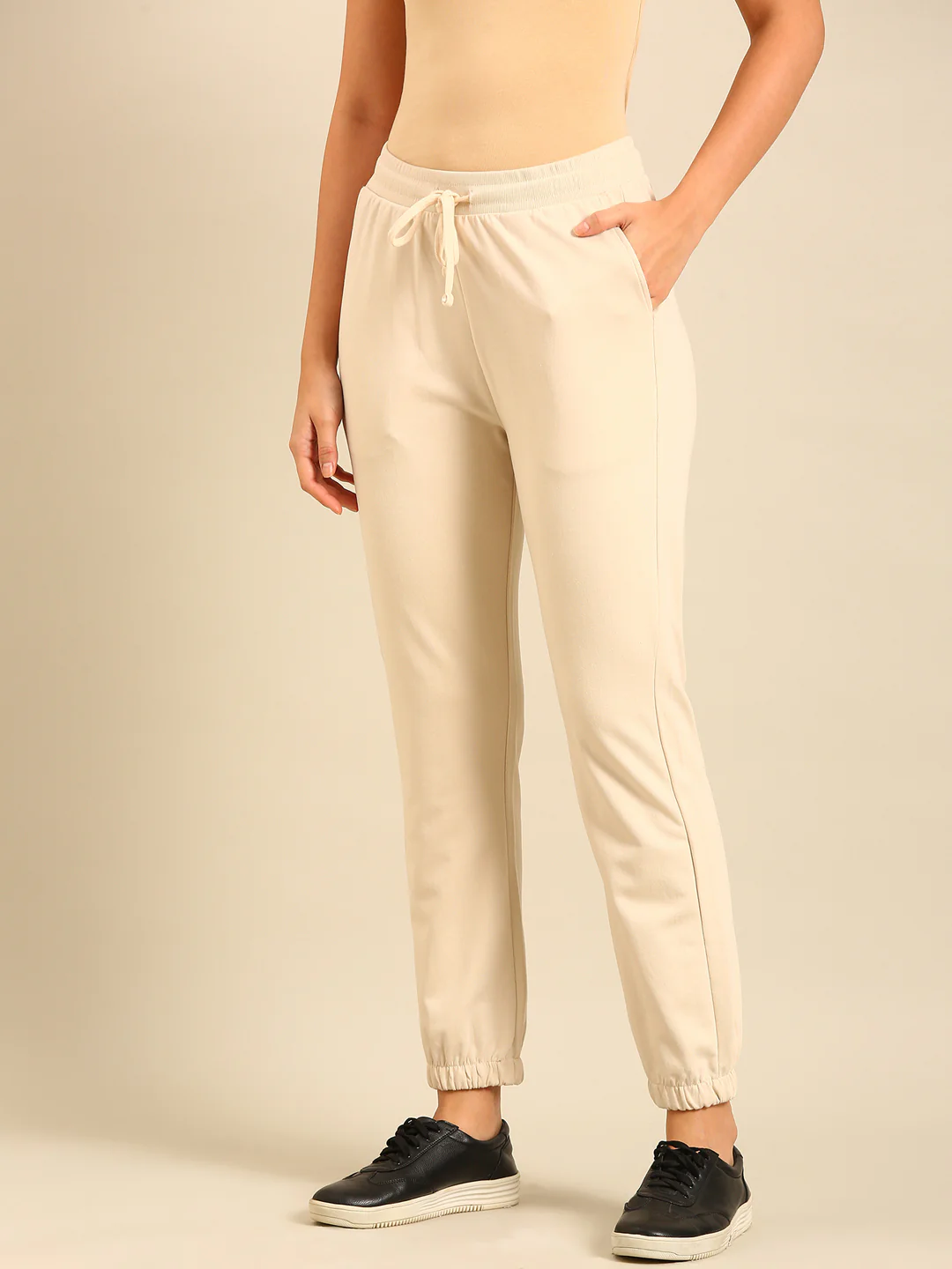 Women Cream Casual Jogger - Image 3