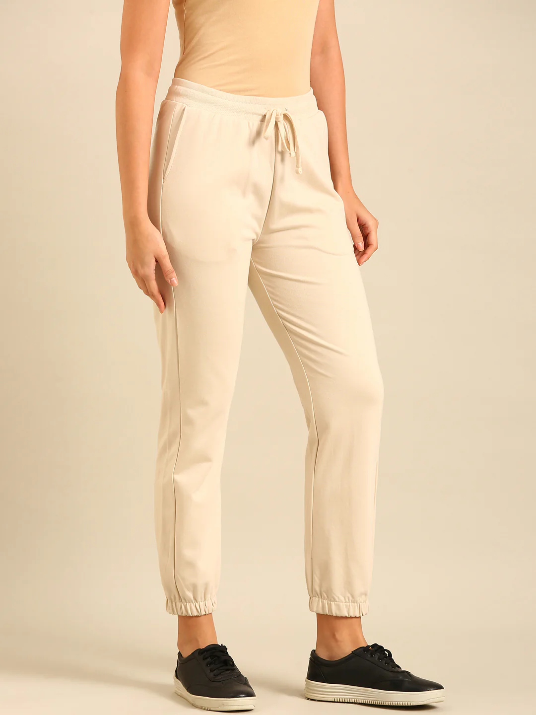 Women Cream Casual Jogger - Image 4