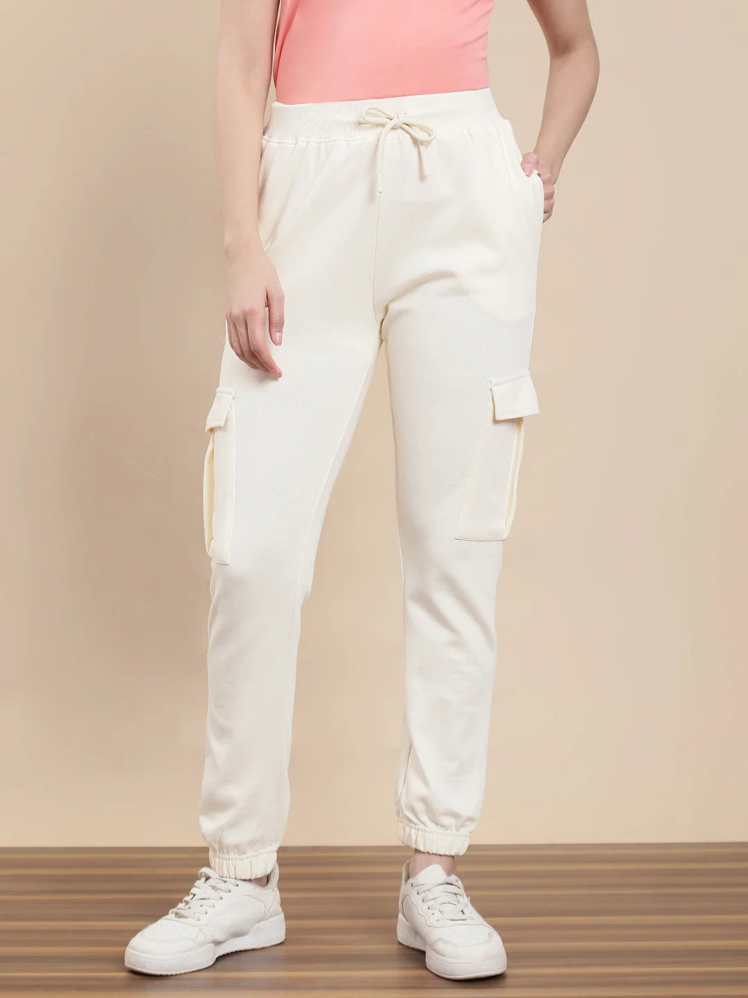 Women Cream Casual Jogger - Image 3