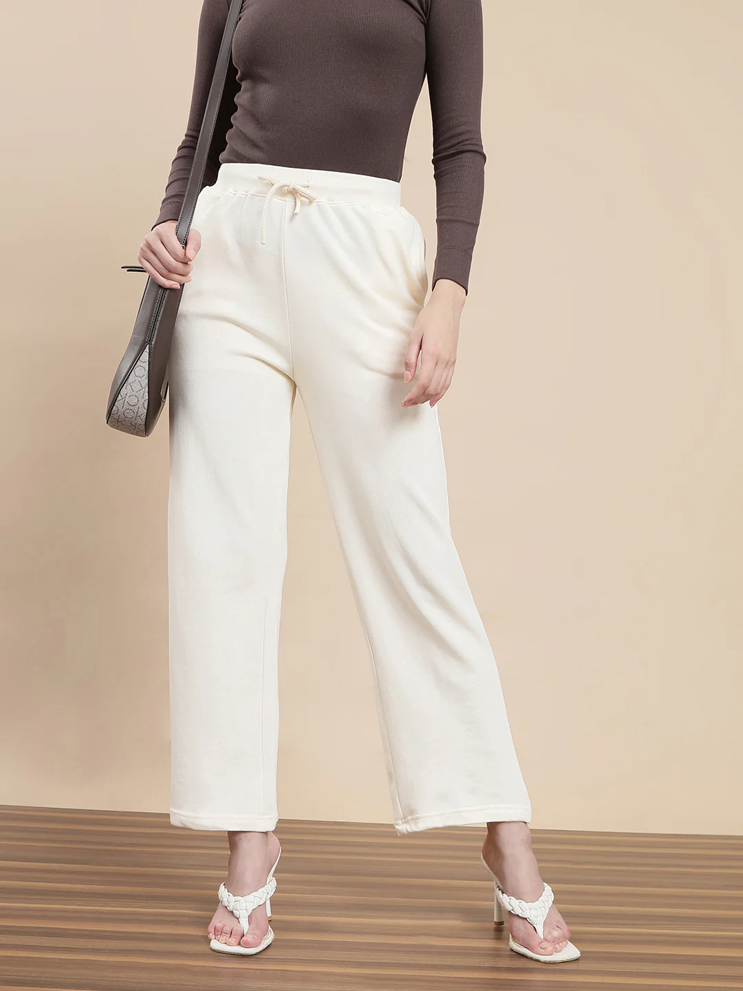 Women Cream Casual Pants
