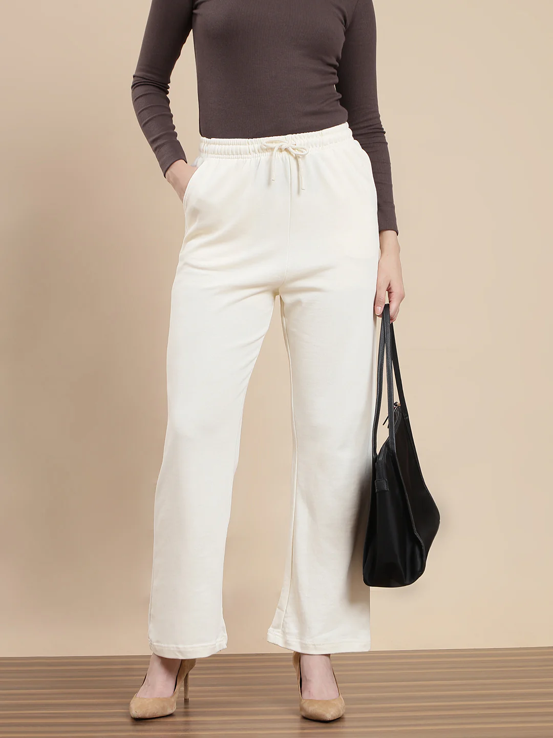 Women Cream Casual Pants
