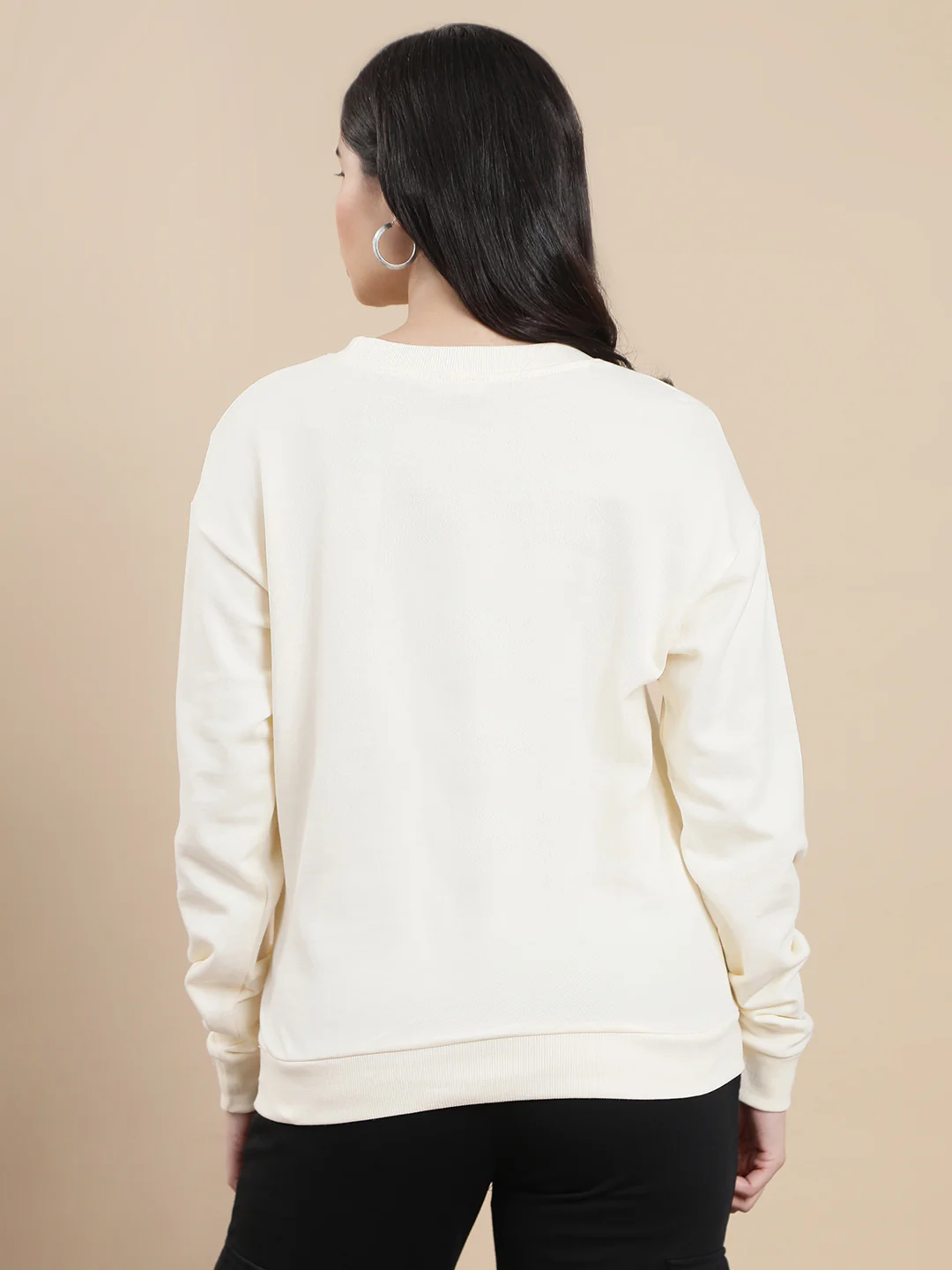 Women Cream Casual Sweatshirt - Image 2
