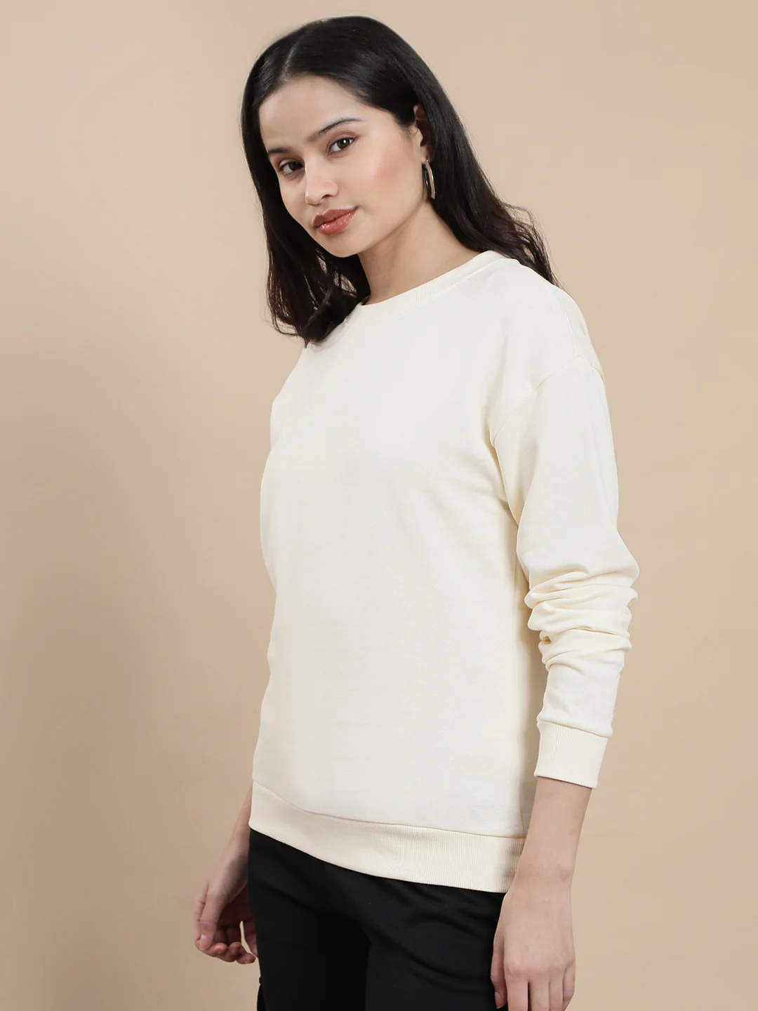 Women Cream Casual Sweatshirt - Image 4