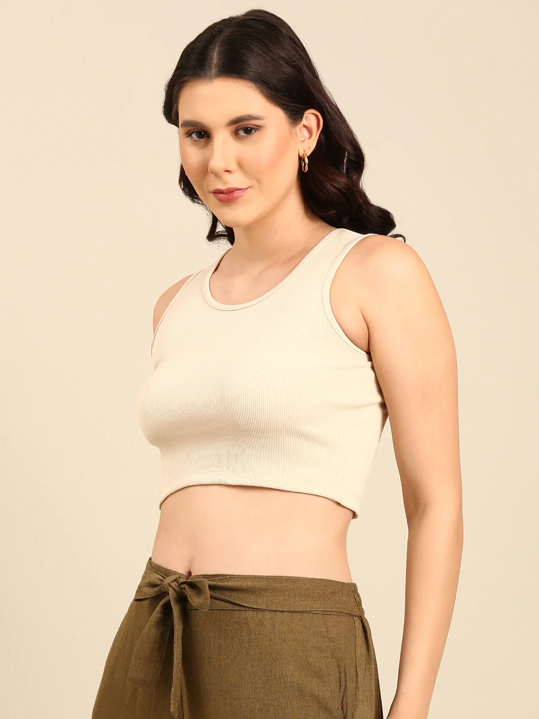 Women Cream Casual Top - Image 4