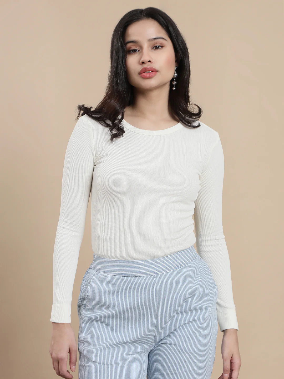 Women Cream Casual Top