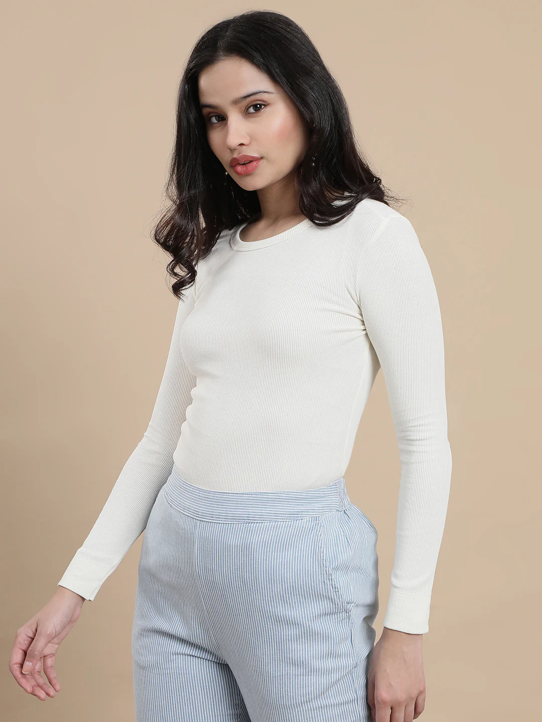 Women Cream Casual Top - Image 4