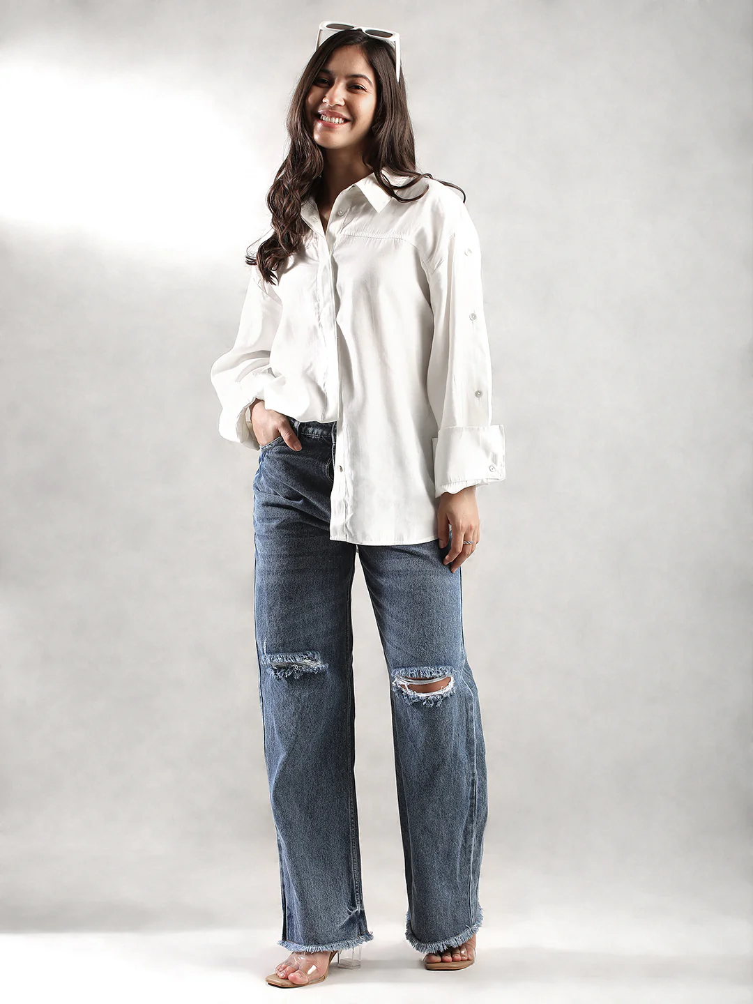 Women Cream Comfort Fit Shirt - Image 5