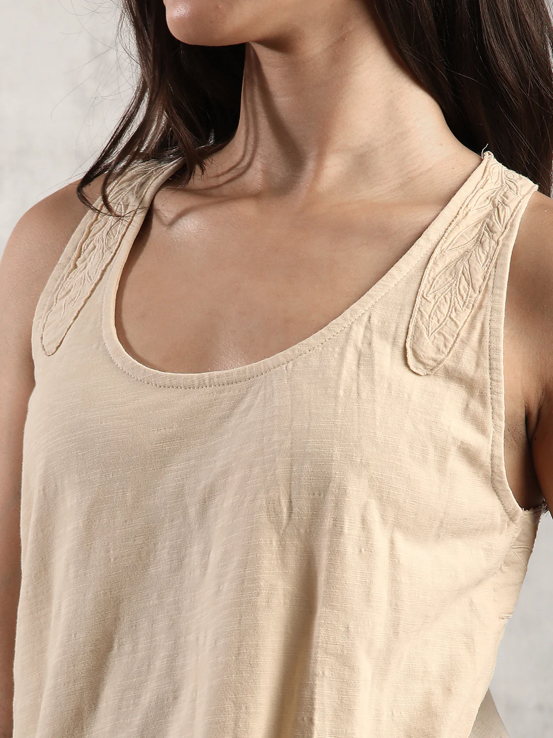 Women Cream Comfort Fit Tank Top - Image 4