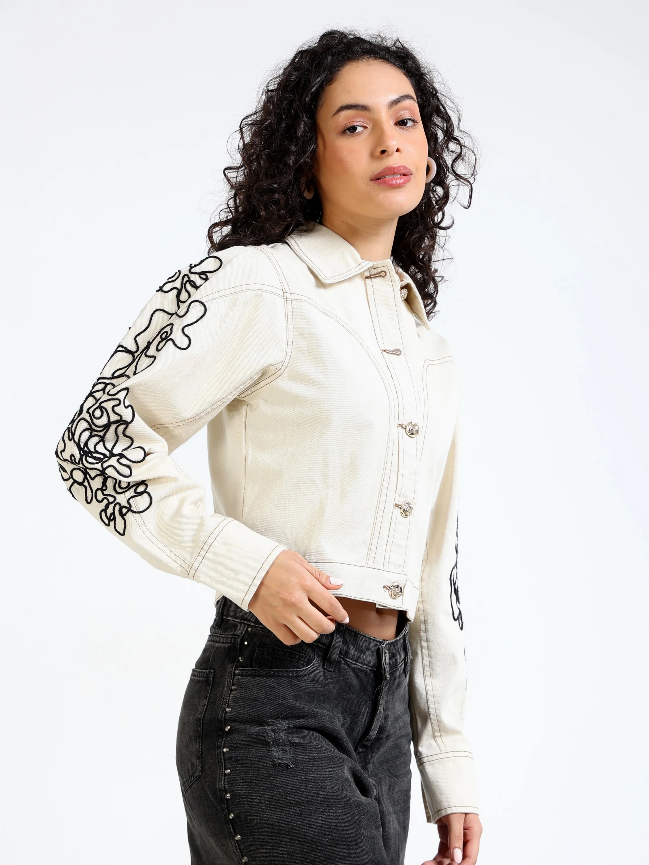 Women Embroidered Denim Jacket - Image 5