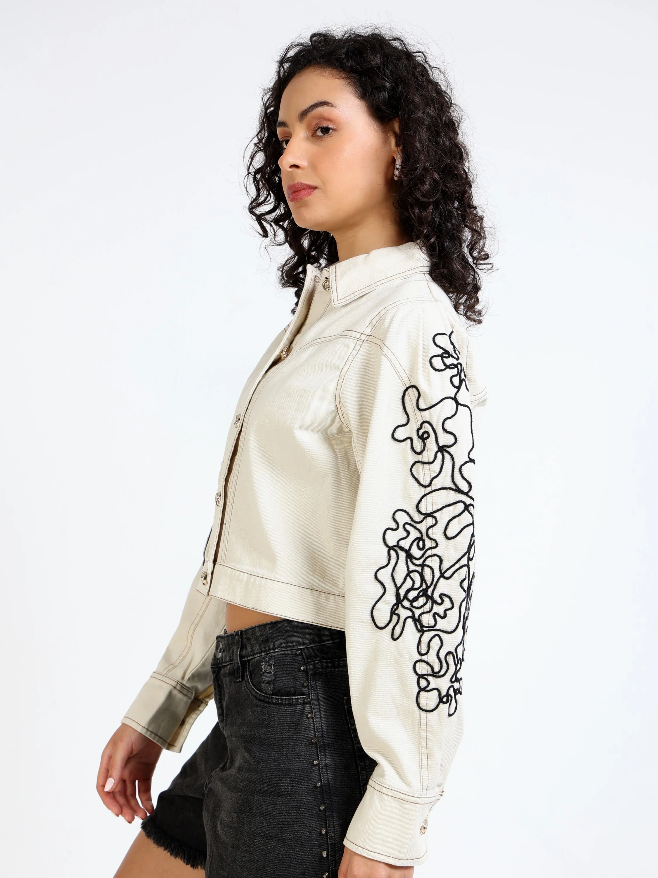 Women Embroidered Denim Jacket - Image 6