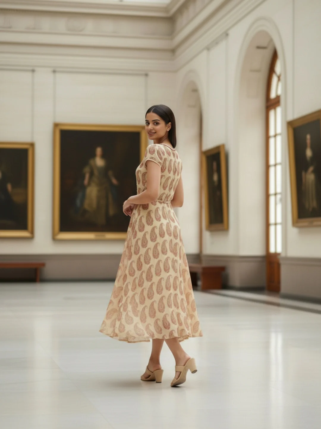 Women Cream Dress - Image 5