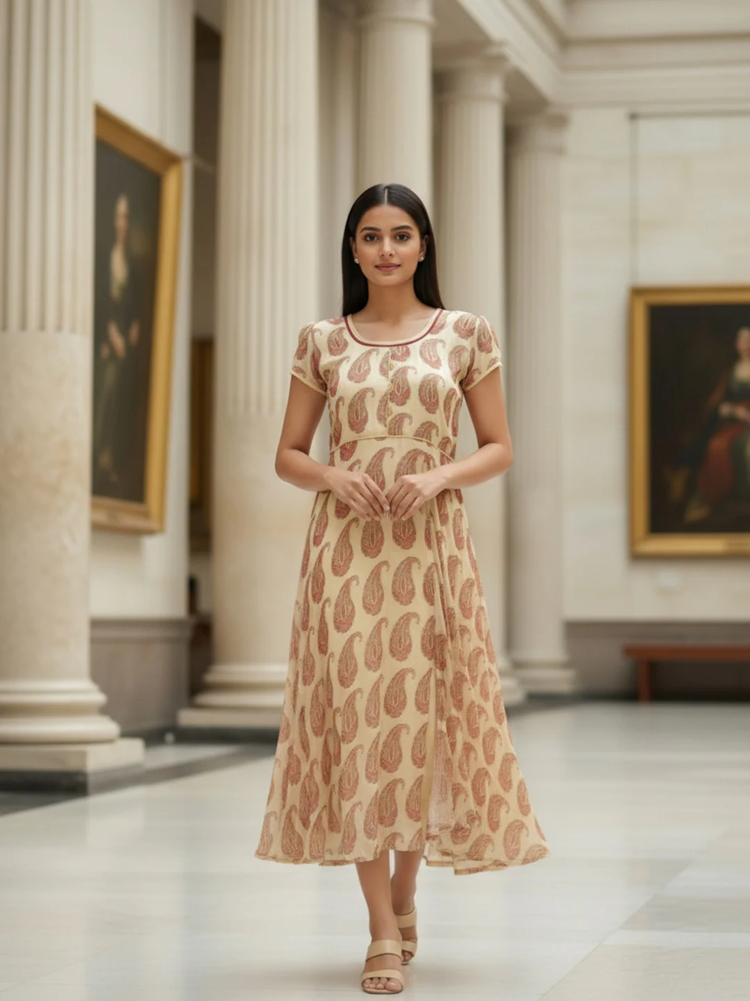 Women Cream Dress - Image 6