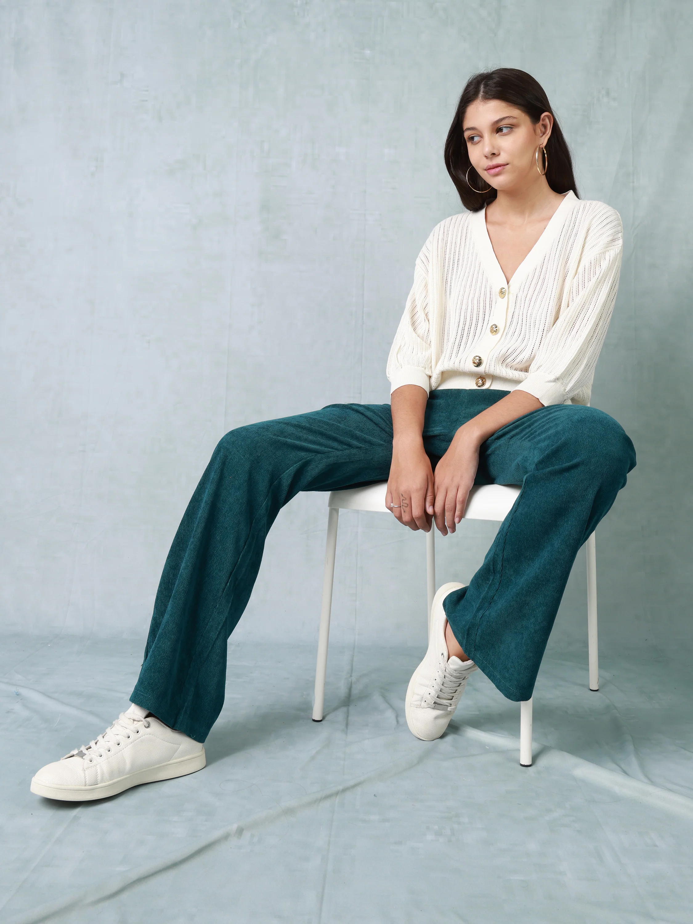 Women Cream Knitted Crop Top - Image 6