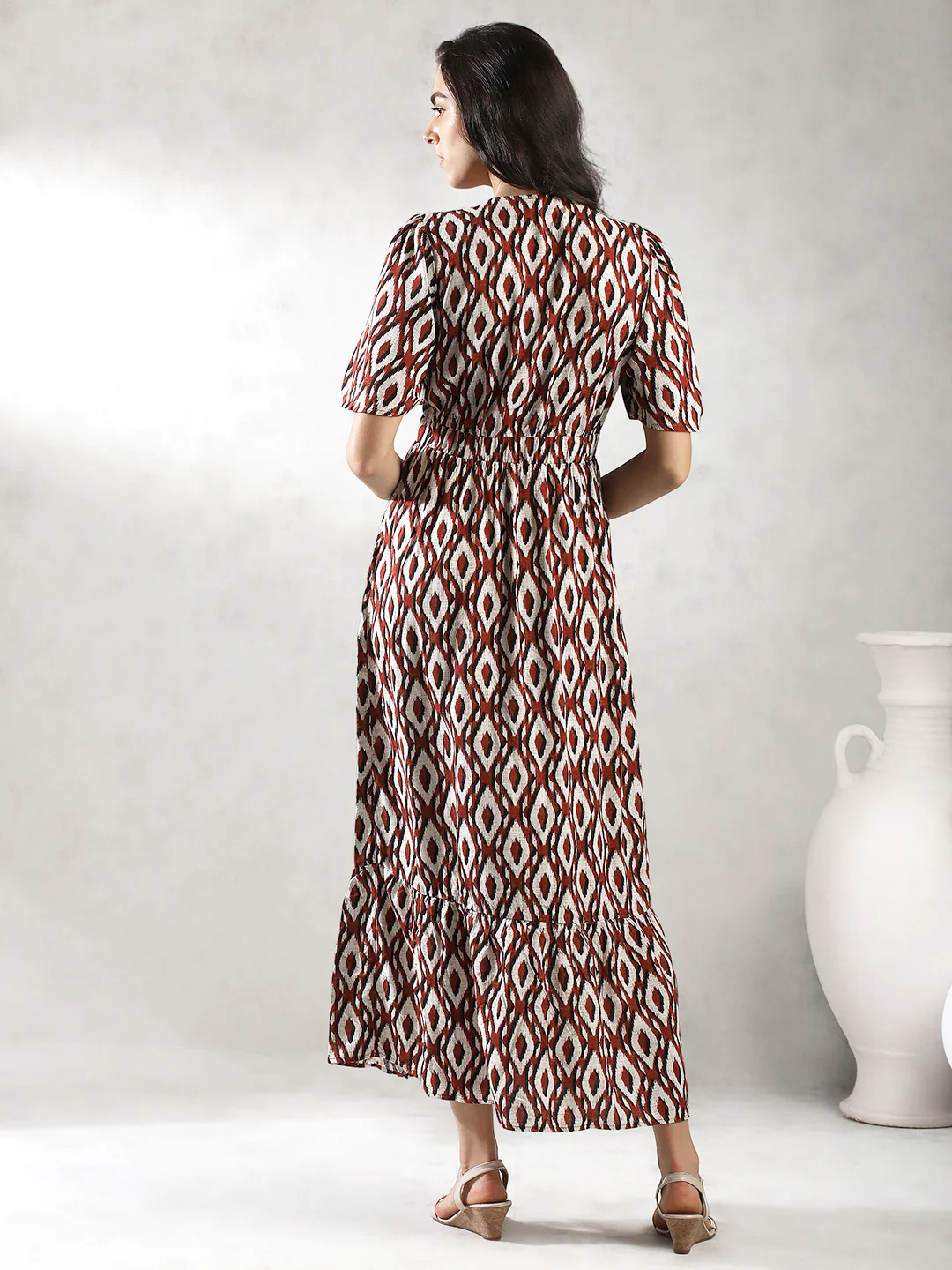 Women Cream Regular Fit Dress - Image 4