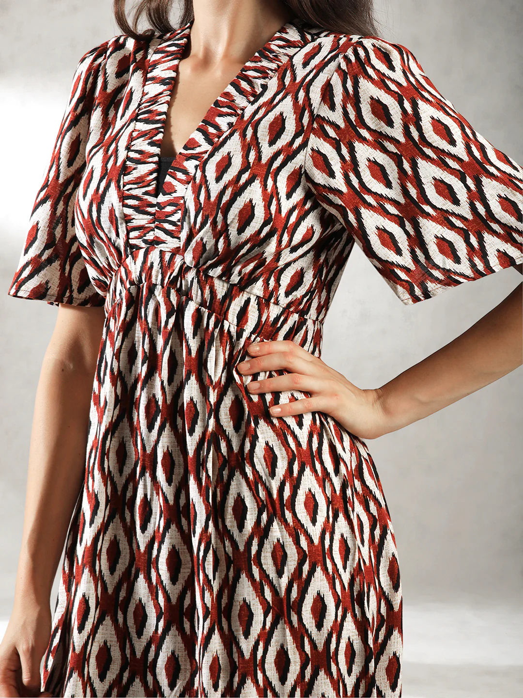Women Cream Regular Fit Dress - Image 6