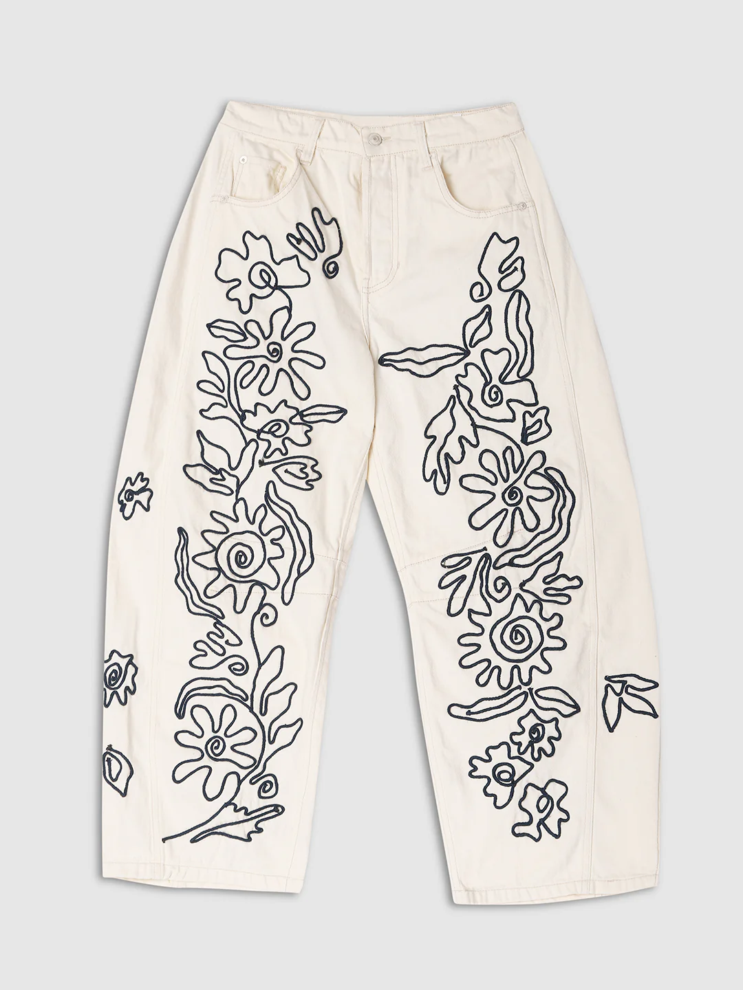 Women Cream Chic Thread Work Denim - Image 7