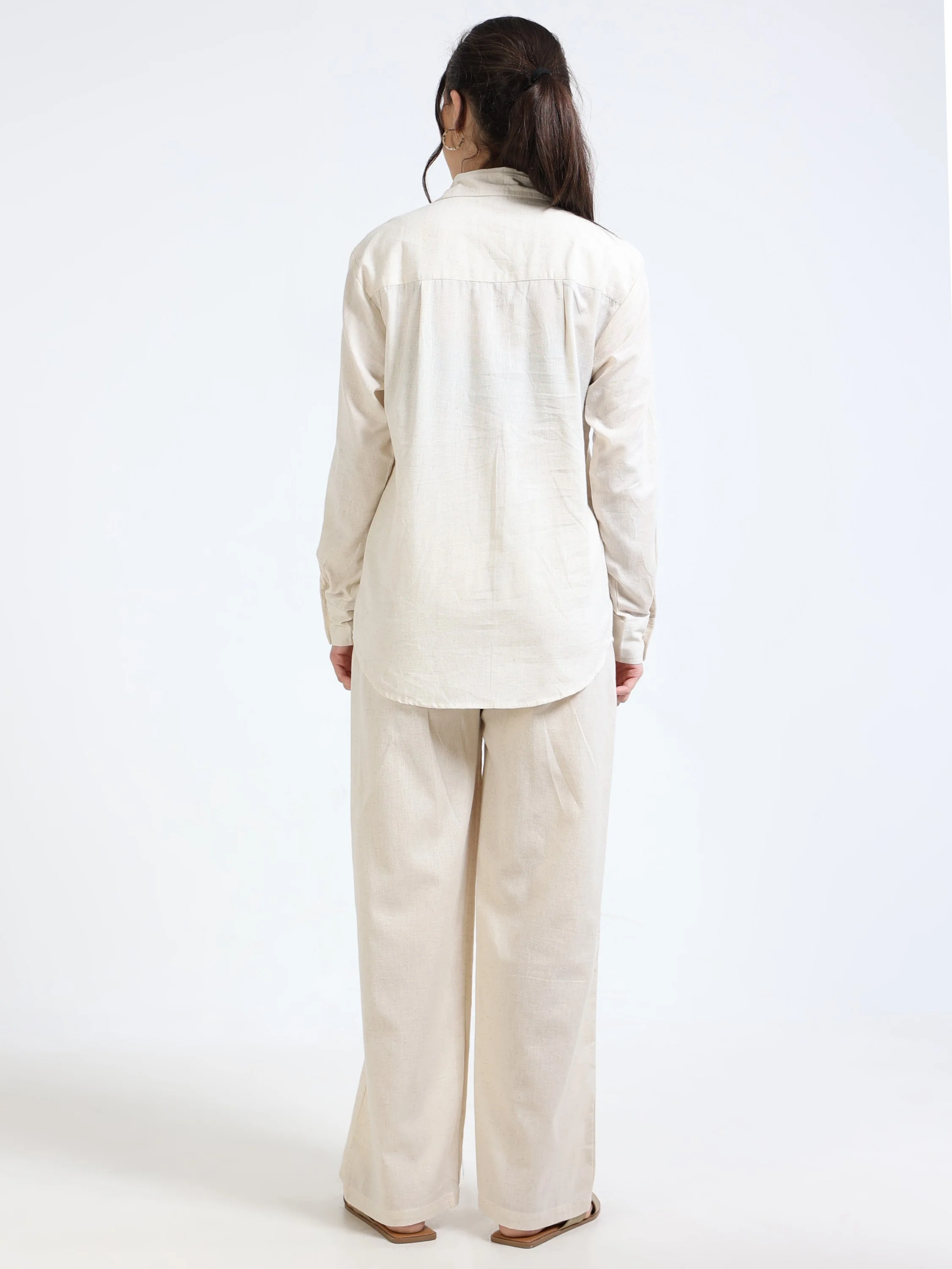 Women Cream Regular Fit Shirt - Image 4