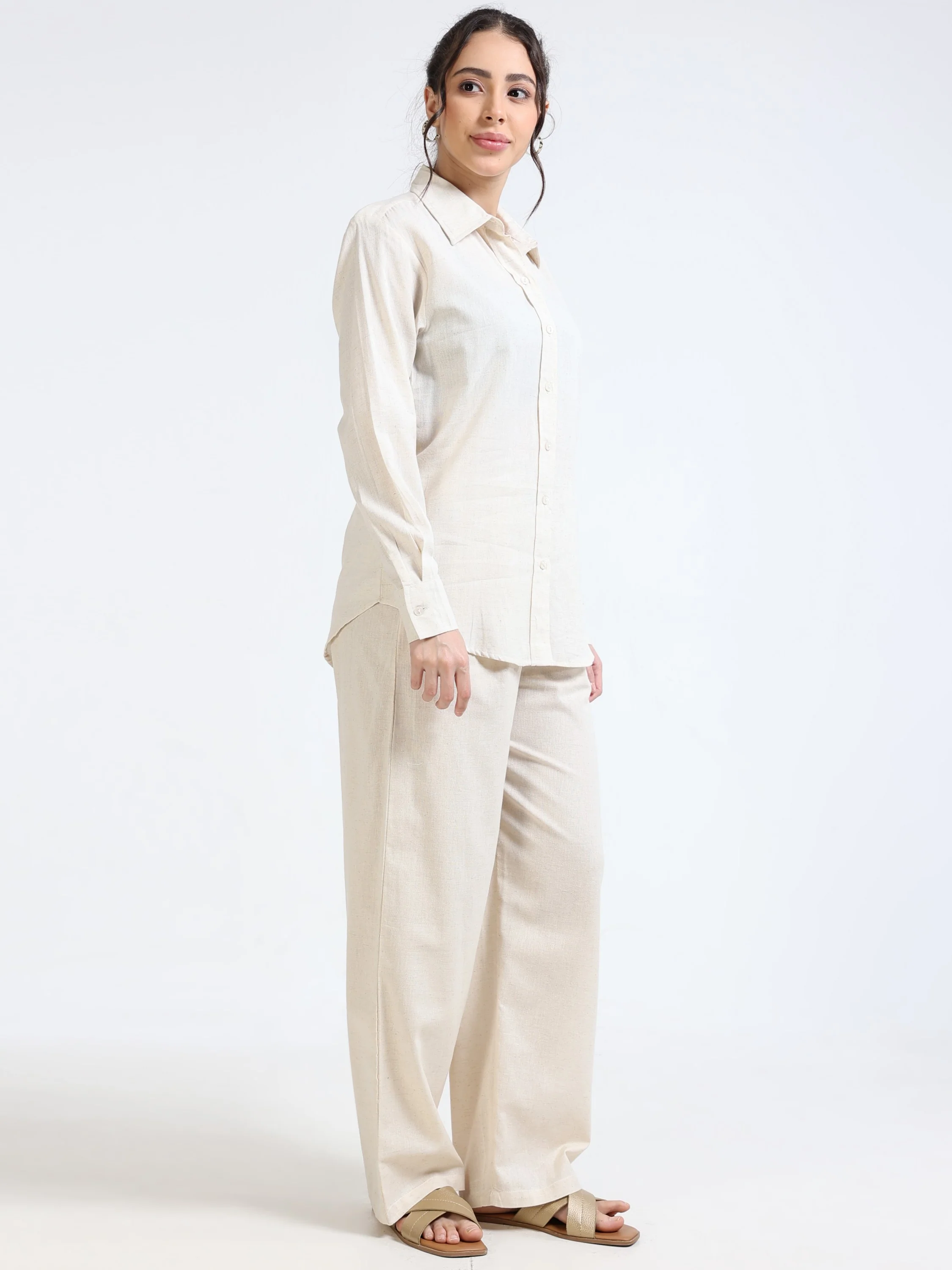 Women Cream Regular Fit Shirt - Image 5