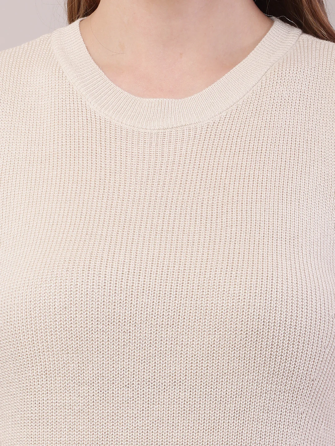 Women Cream Viscose Sleeveless Ribbed Shift Dress - Image 5