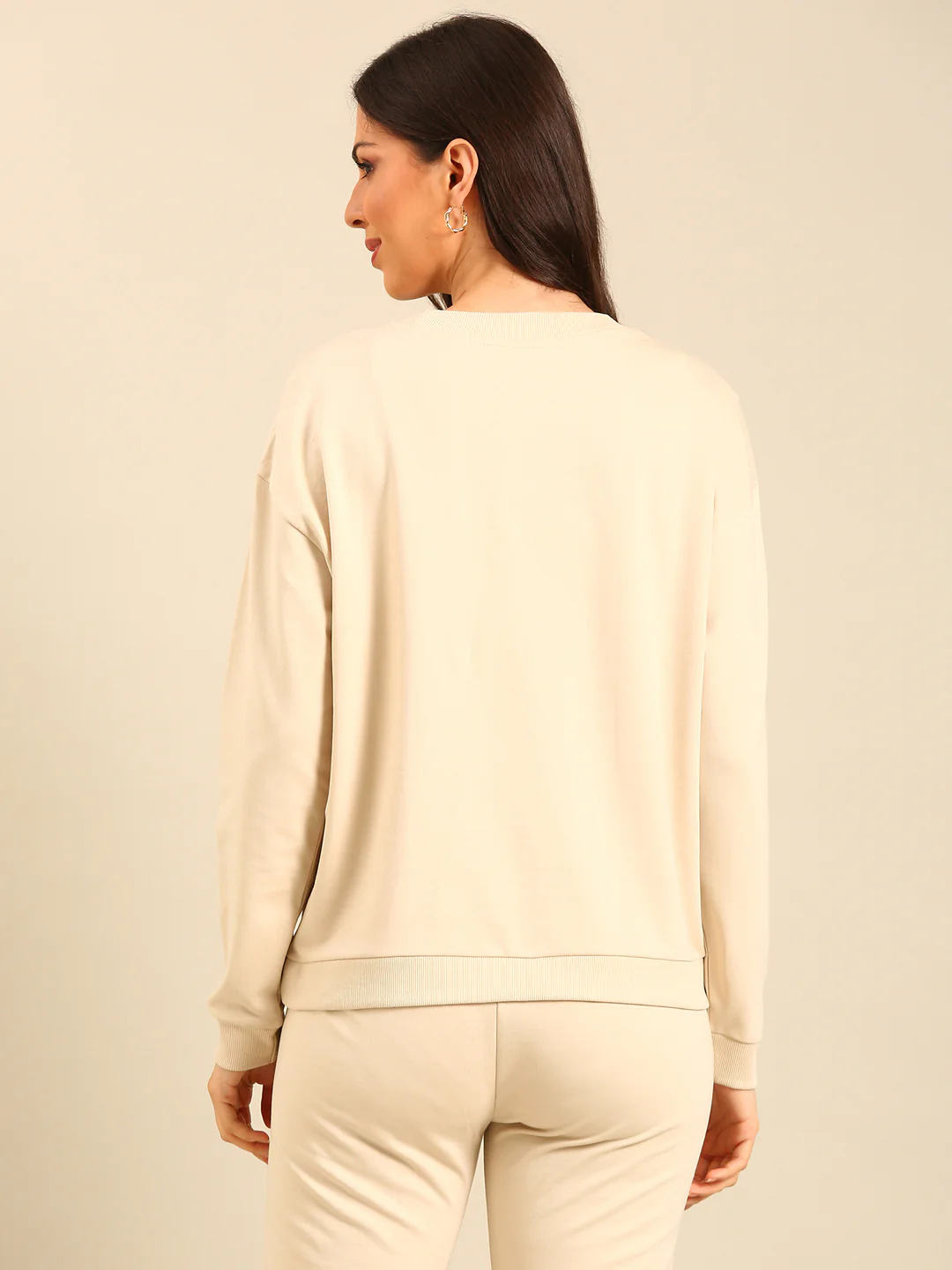 Women Cream Winter Sweatshirt - Image 2