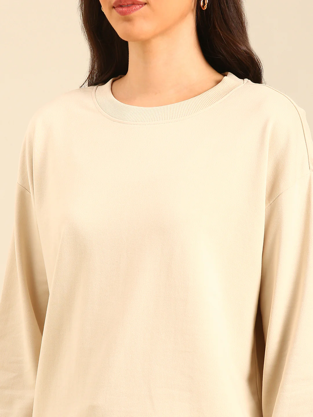 Women Cream Winter Sweatshirt - Image 3