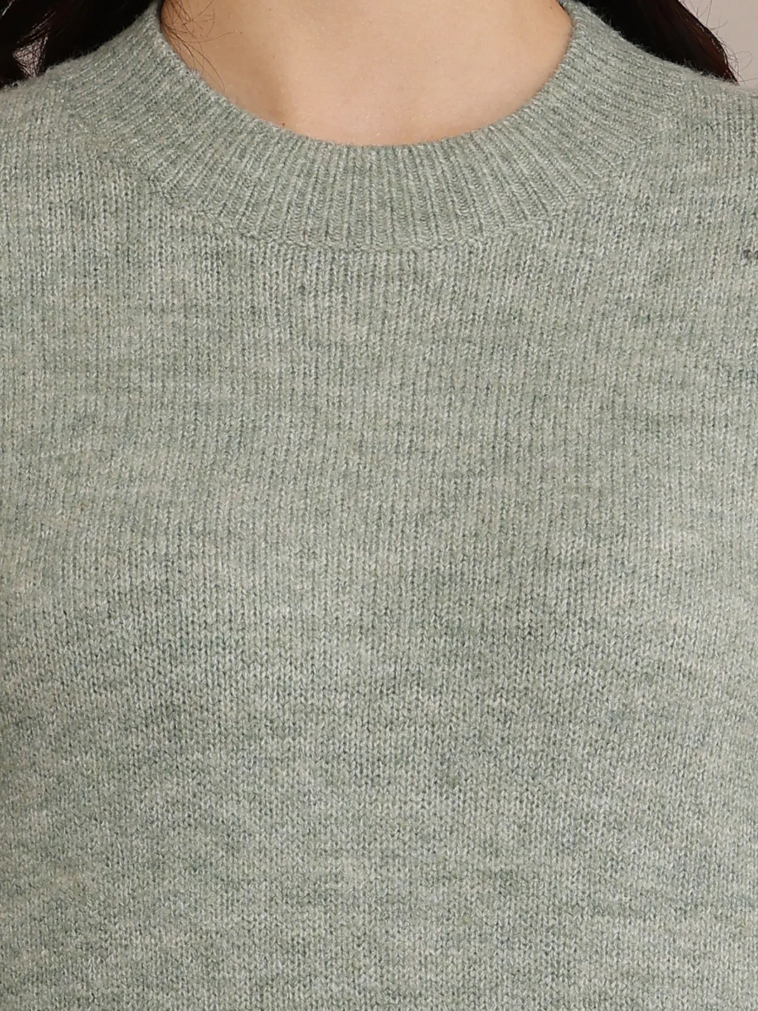 Women Crew Neck Green Sweater - Image 5