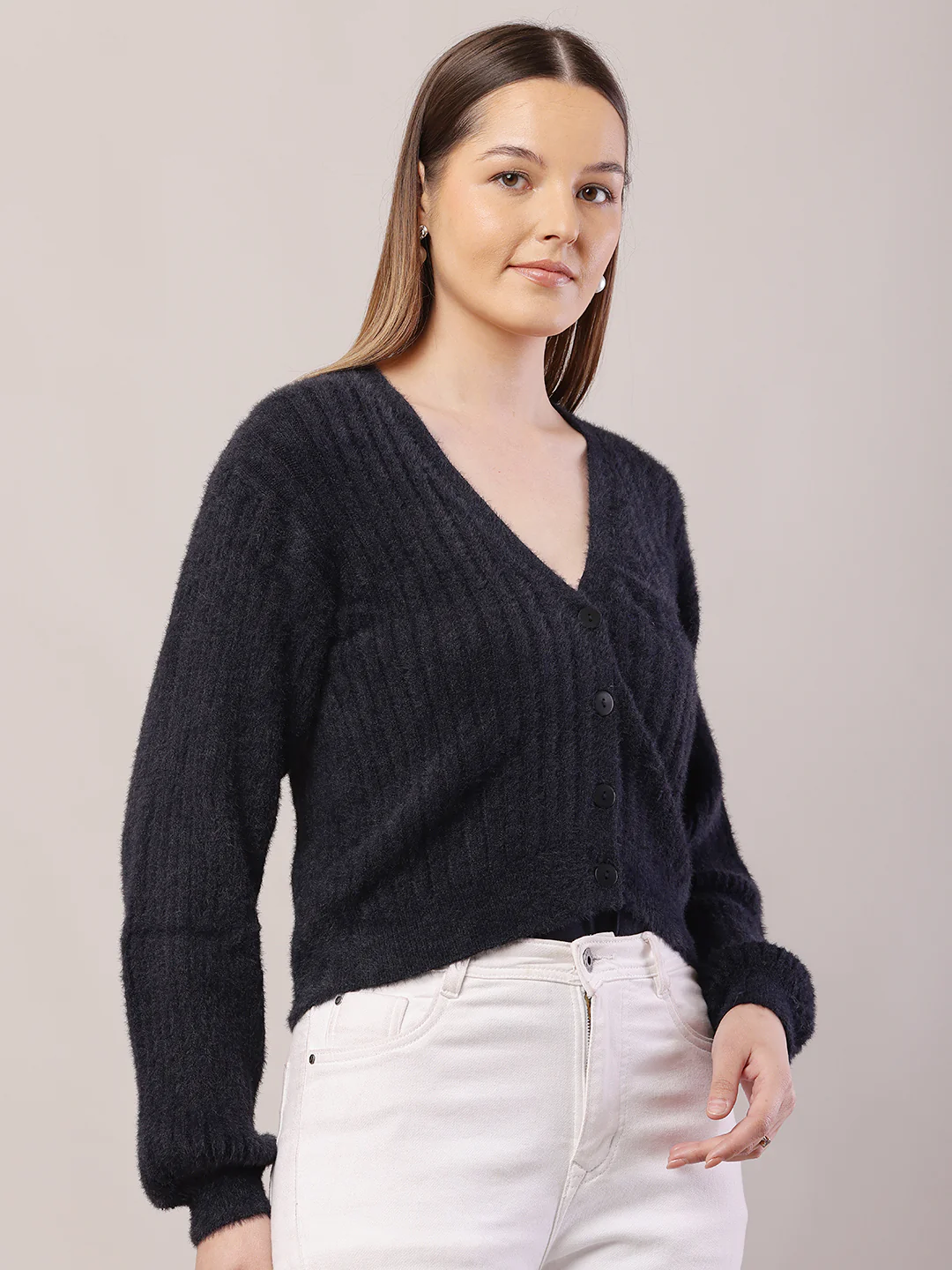 Women Dark Blue Cardigan - Image 2