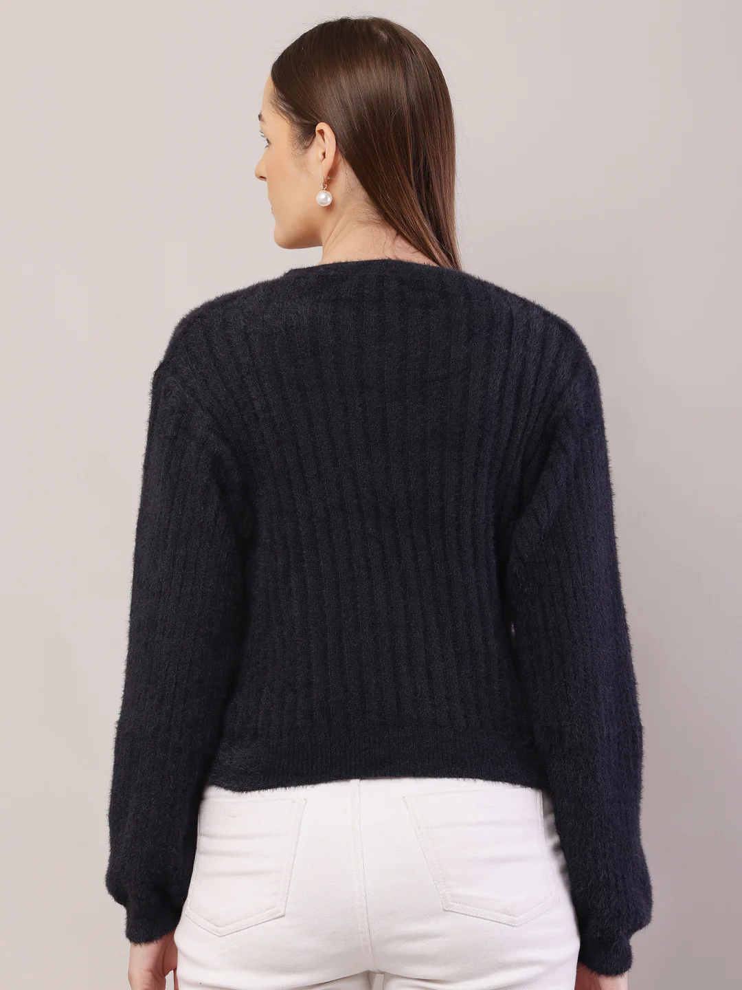 Women Dark Blue Cardigan - Image 4