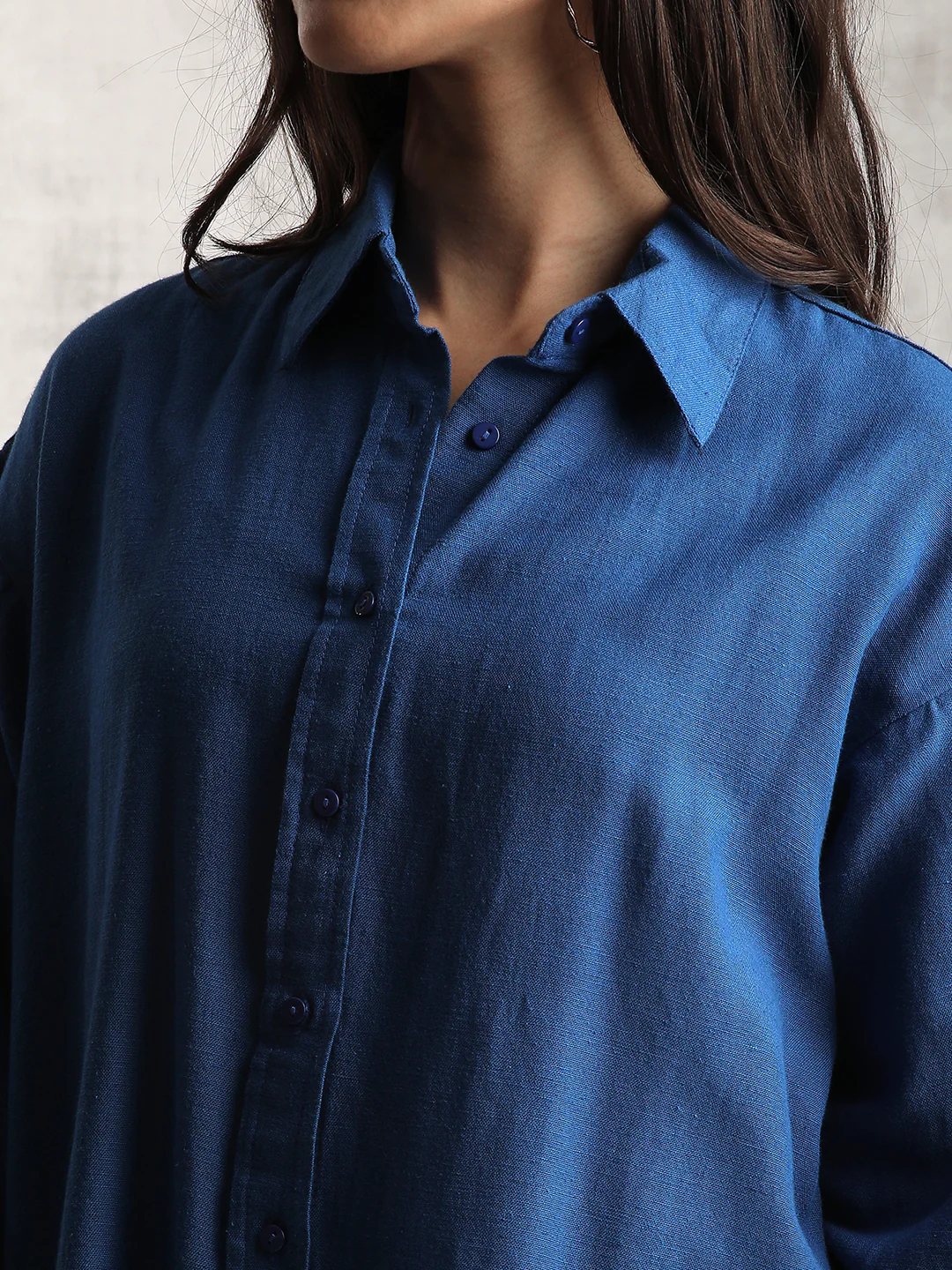 Women Dark Button Down Comfort Fit Shirt - Image 6
