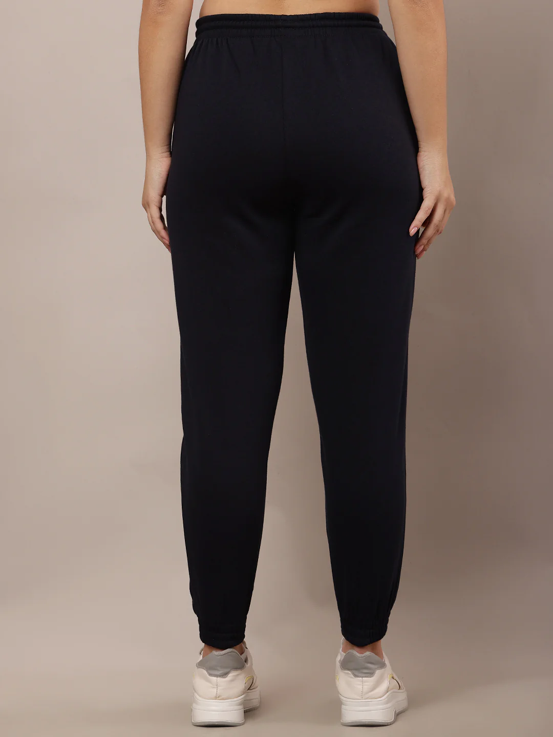 Women Dark Blue Elastic Waist Cotton Jogger - Image 4